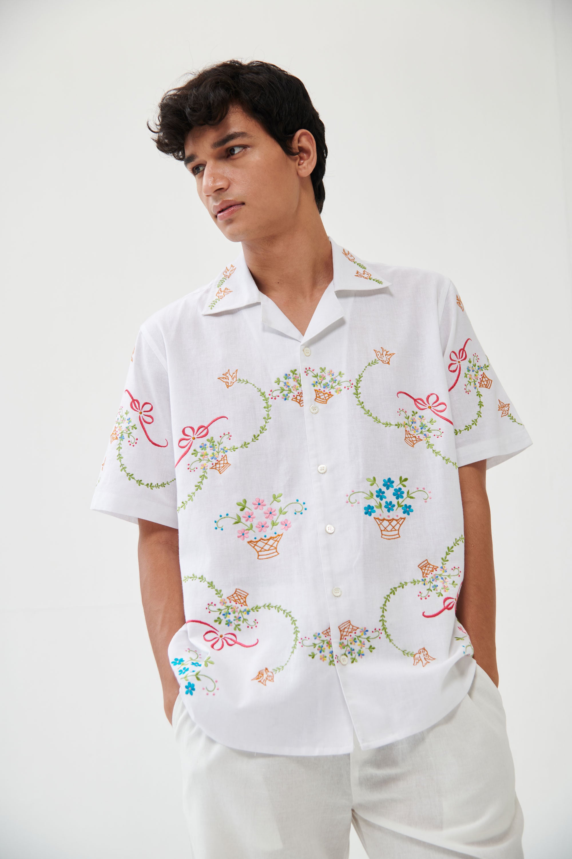 green emerald velvet dress Mens White & Silver Embroidered Western Cowboy Shirt