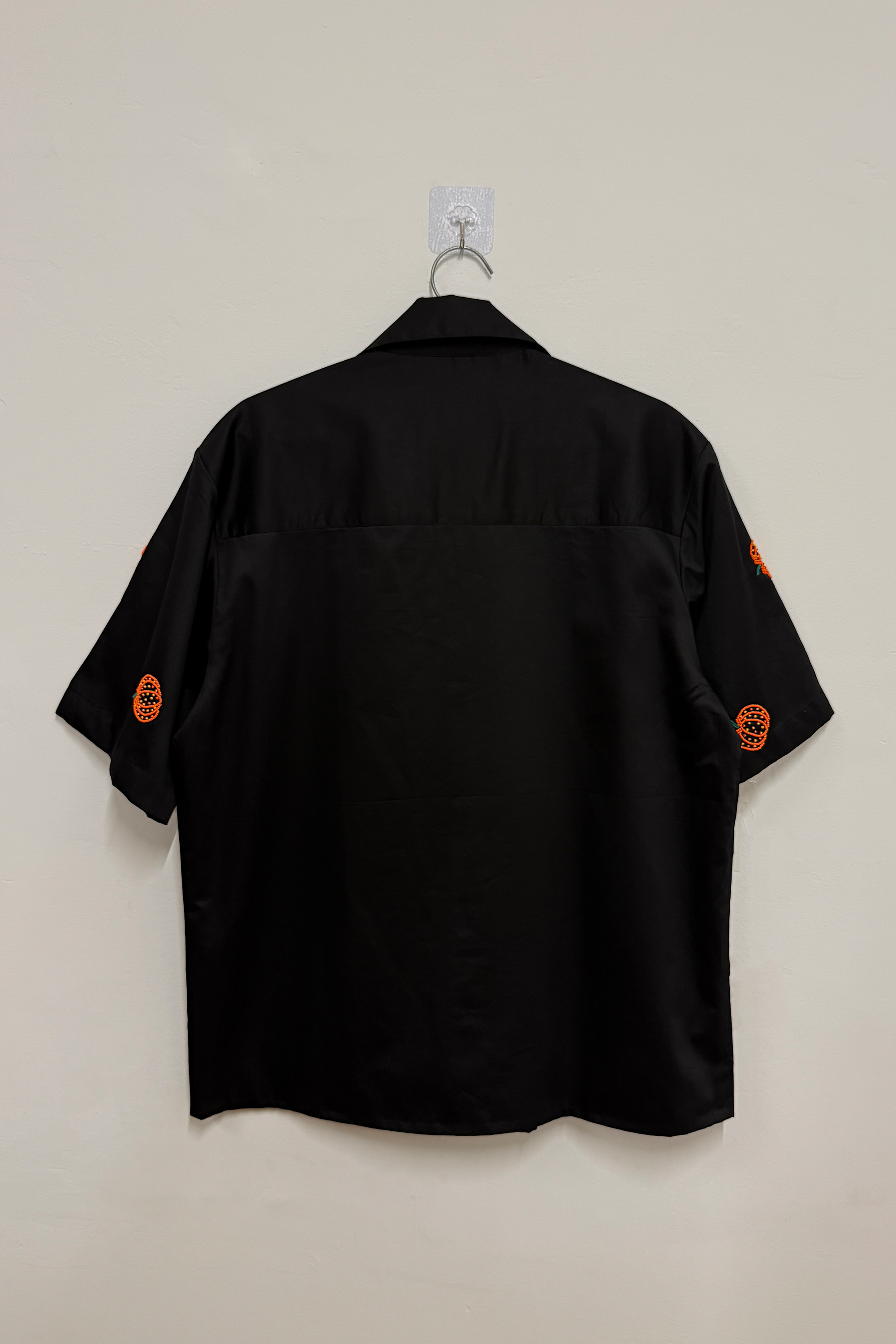 "Pumpkin beadwork" hand embroidered shirt- Black