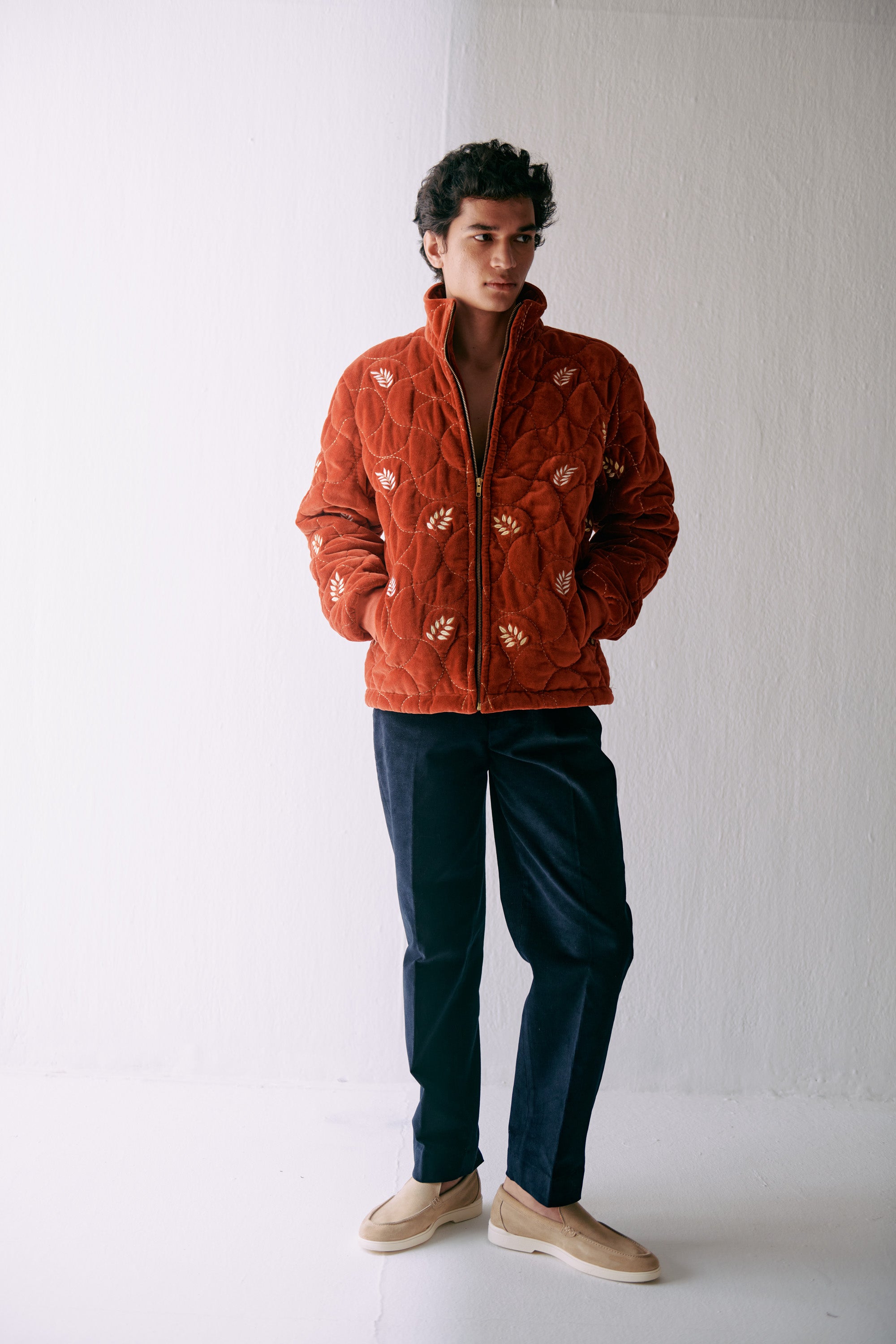Aspen Full Sleeves Quilted Jacket with All Over Embroidery for Men by Perte D'ego