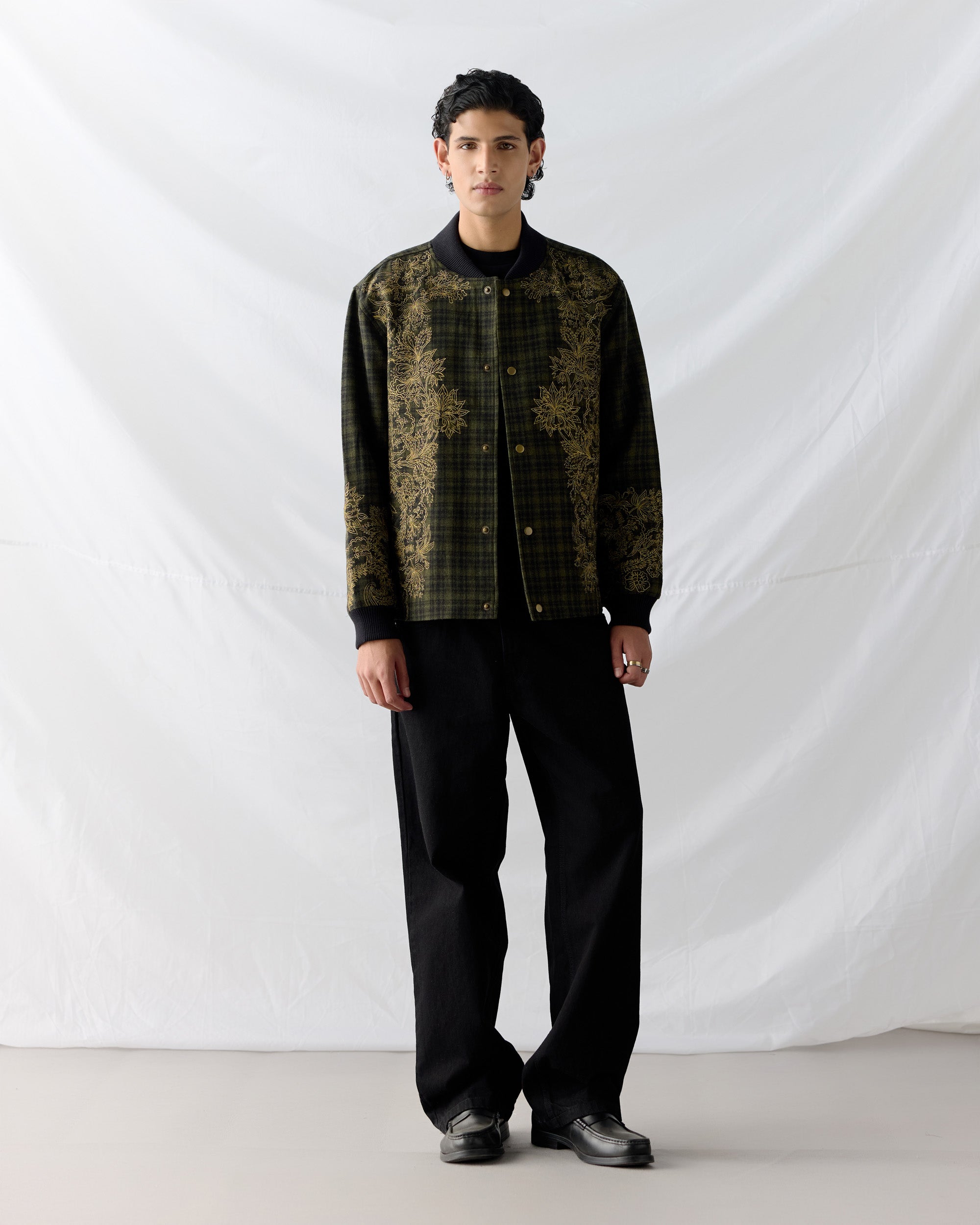 Golden Moss Embroidered bomber jacket