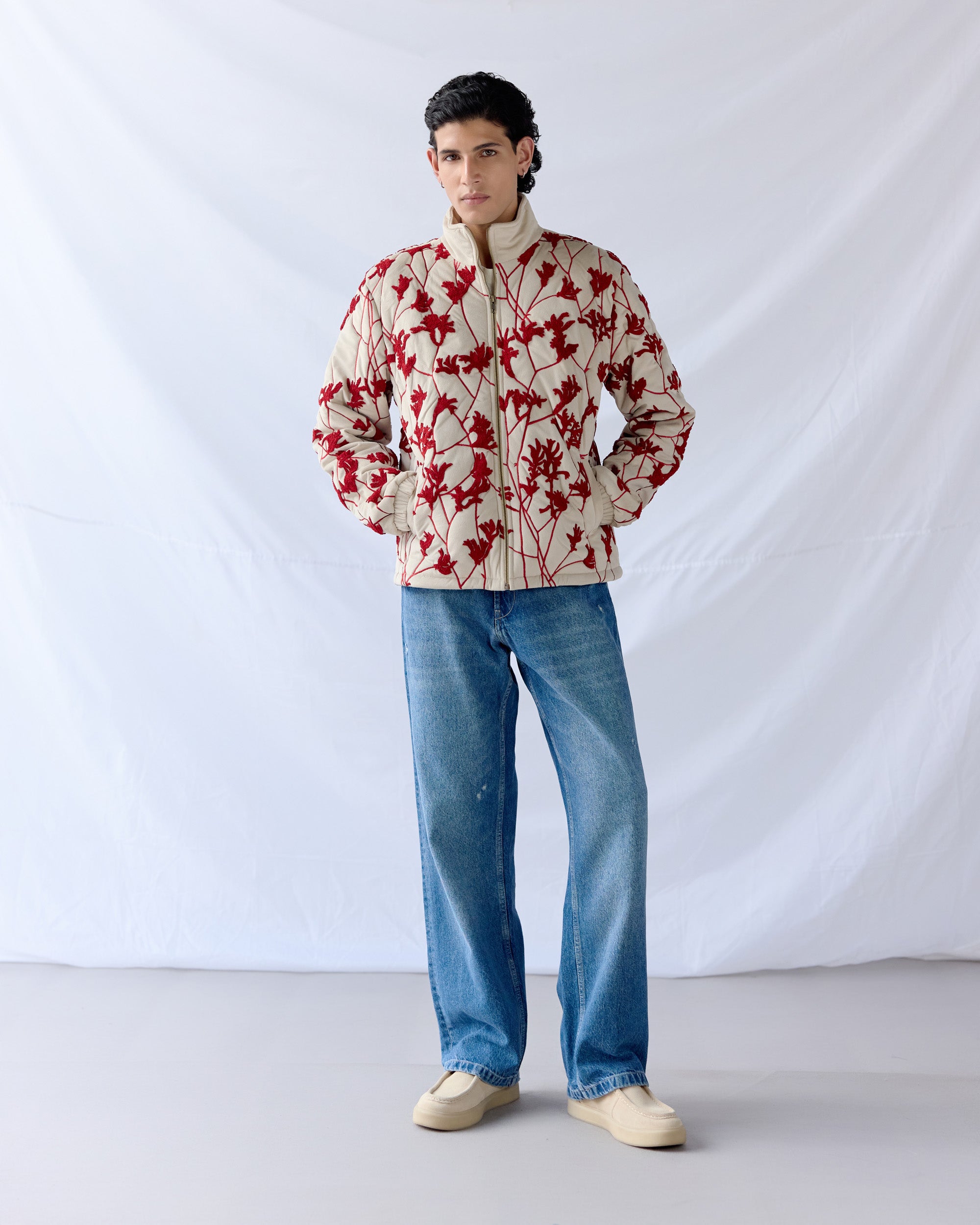 Red Bloom quilted jacket