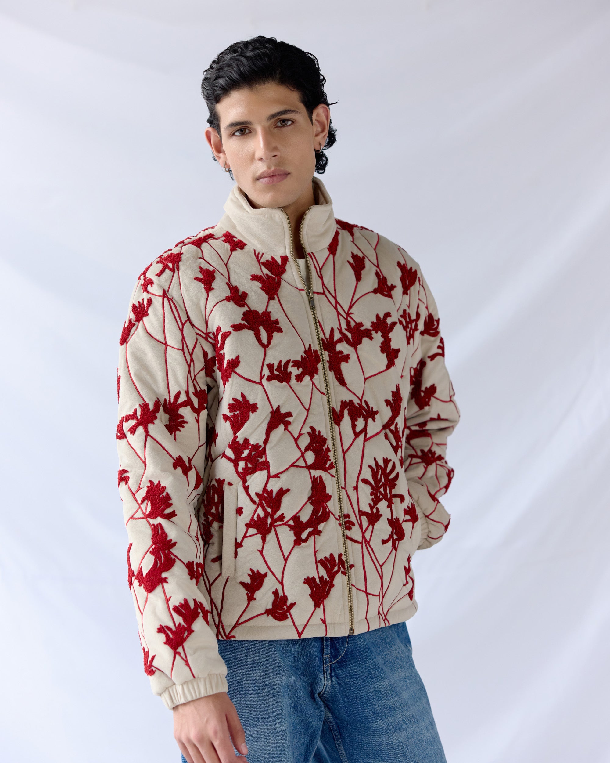 Red Bloom quilted jacket