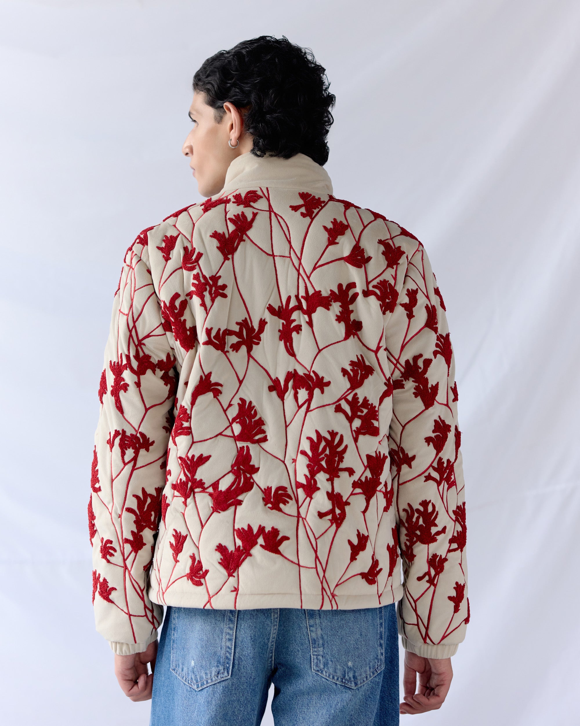 Red Bloom quilted jacket