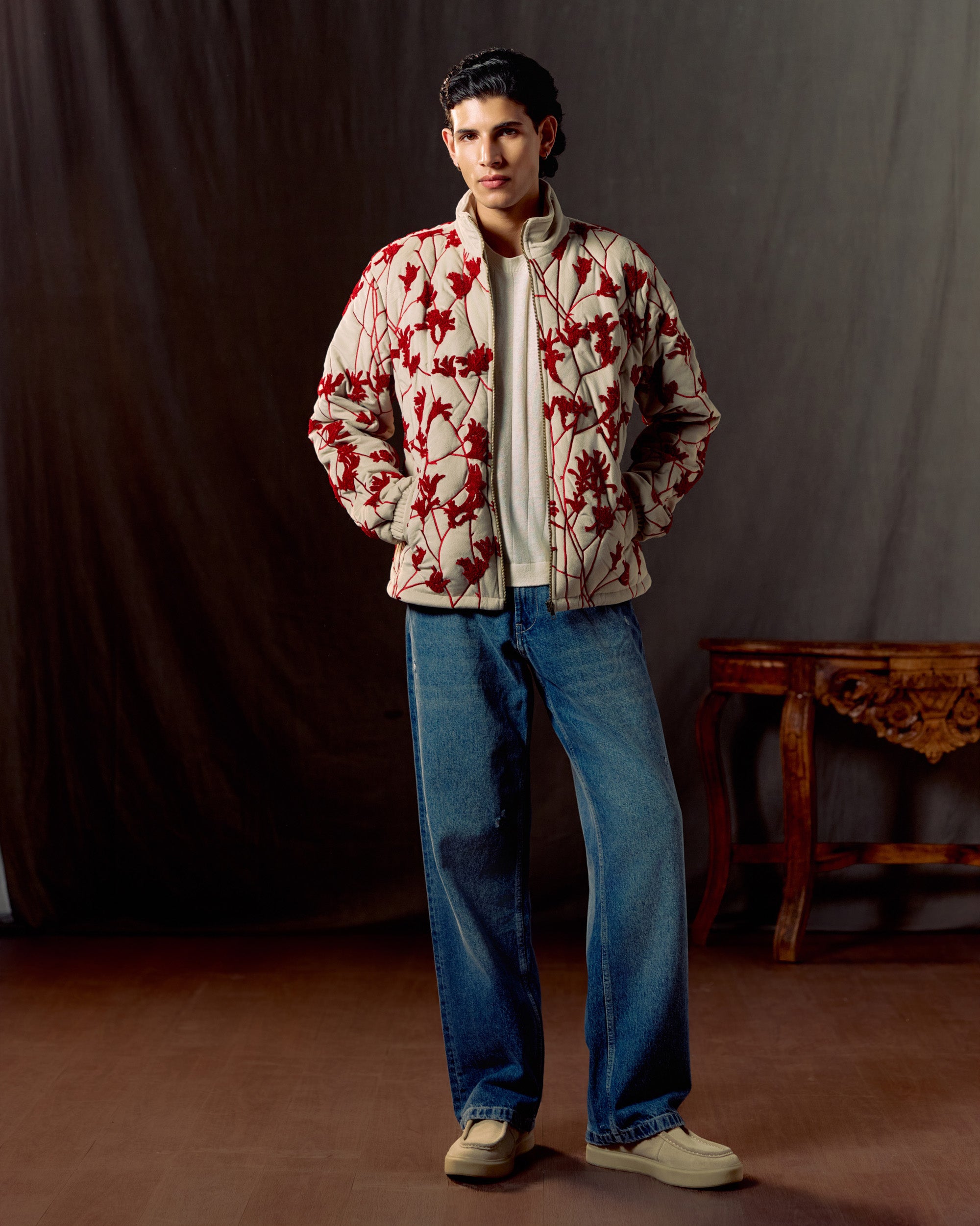 Red Bloom quilted jacket