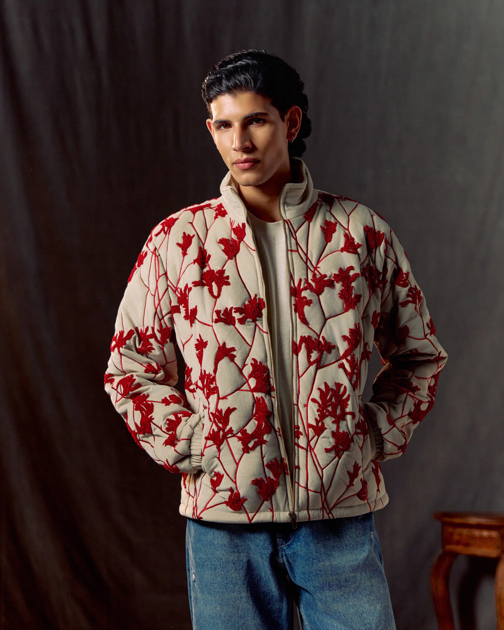Red Bloom quilted jacket