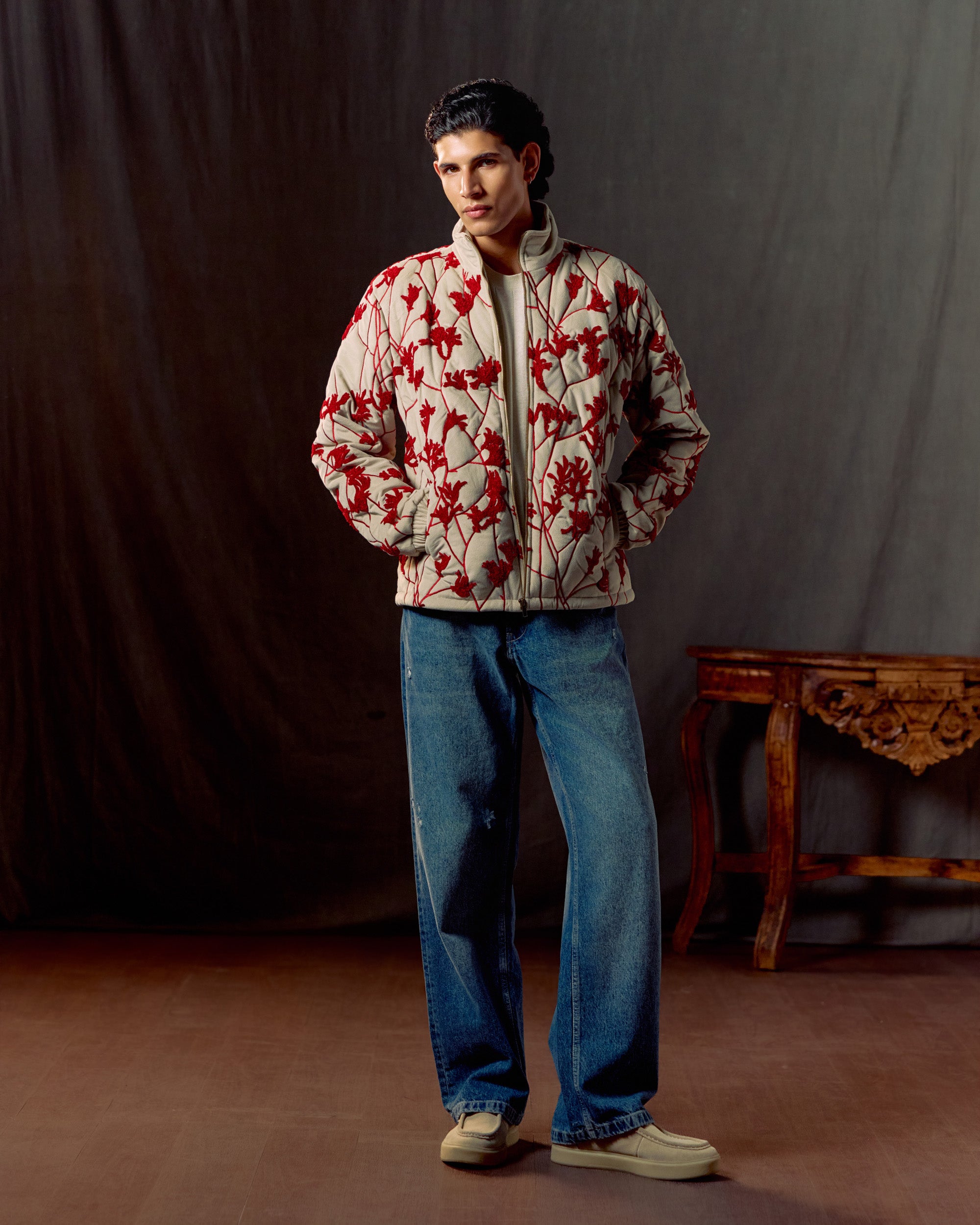 Red Bloom quilted jacket