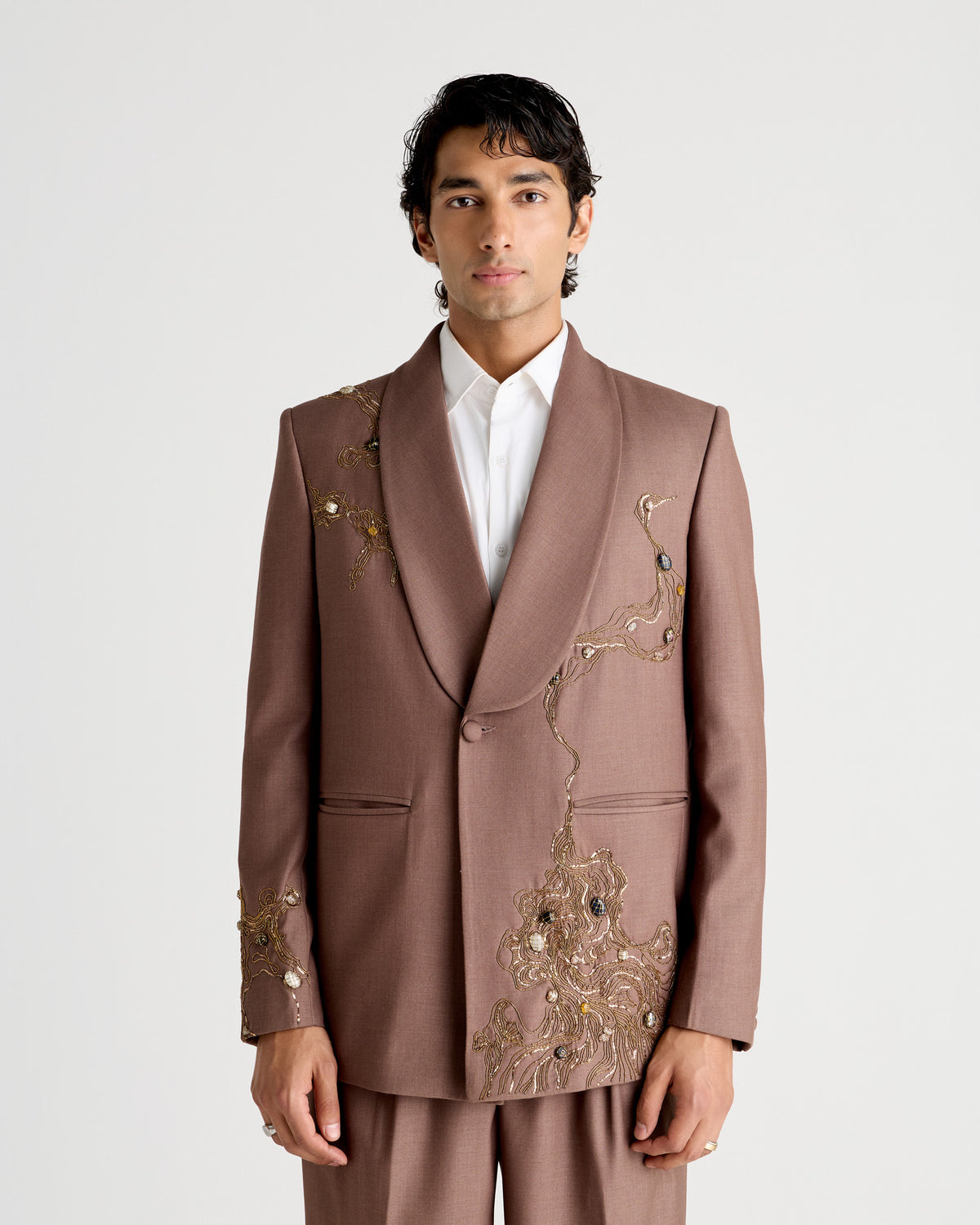 “The Gilded Dusk” Hand Embroidered Blazer