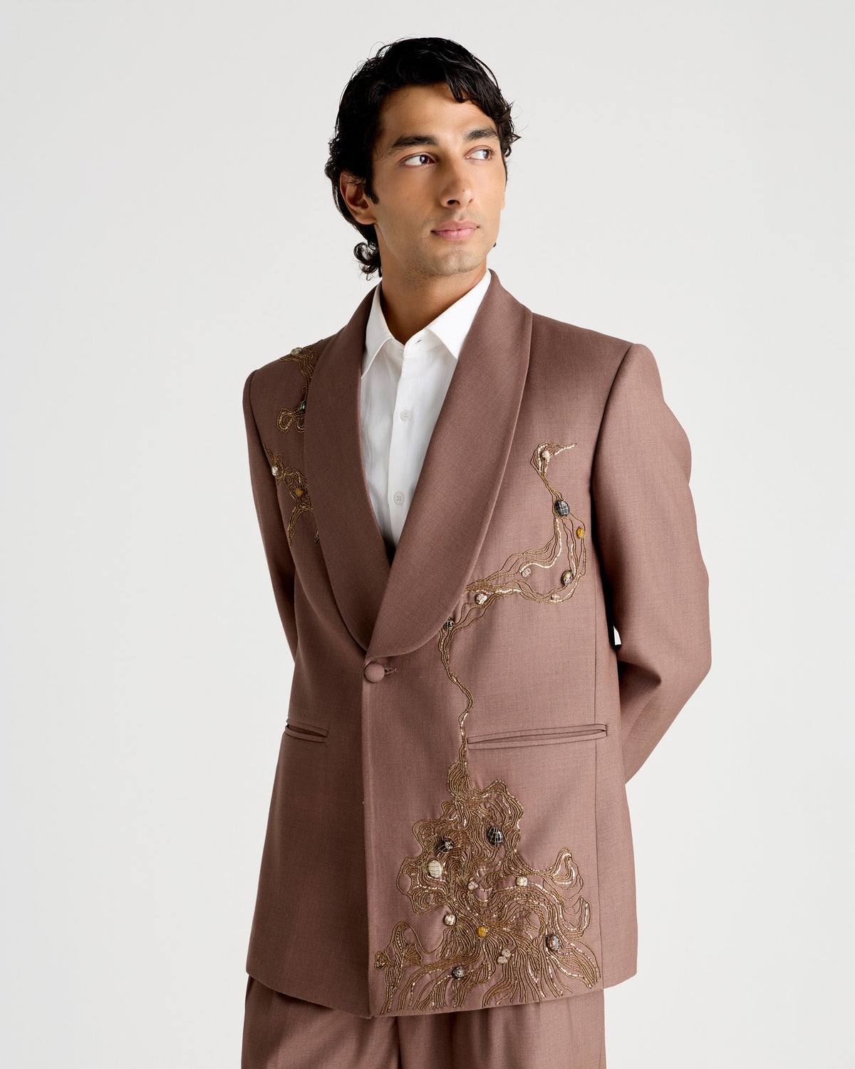 “The Gilded Dusk” Hand Embroidered Blazer