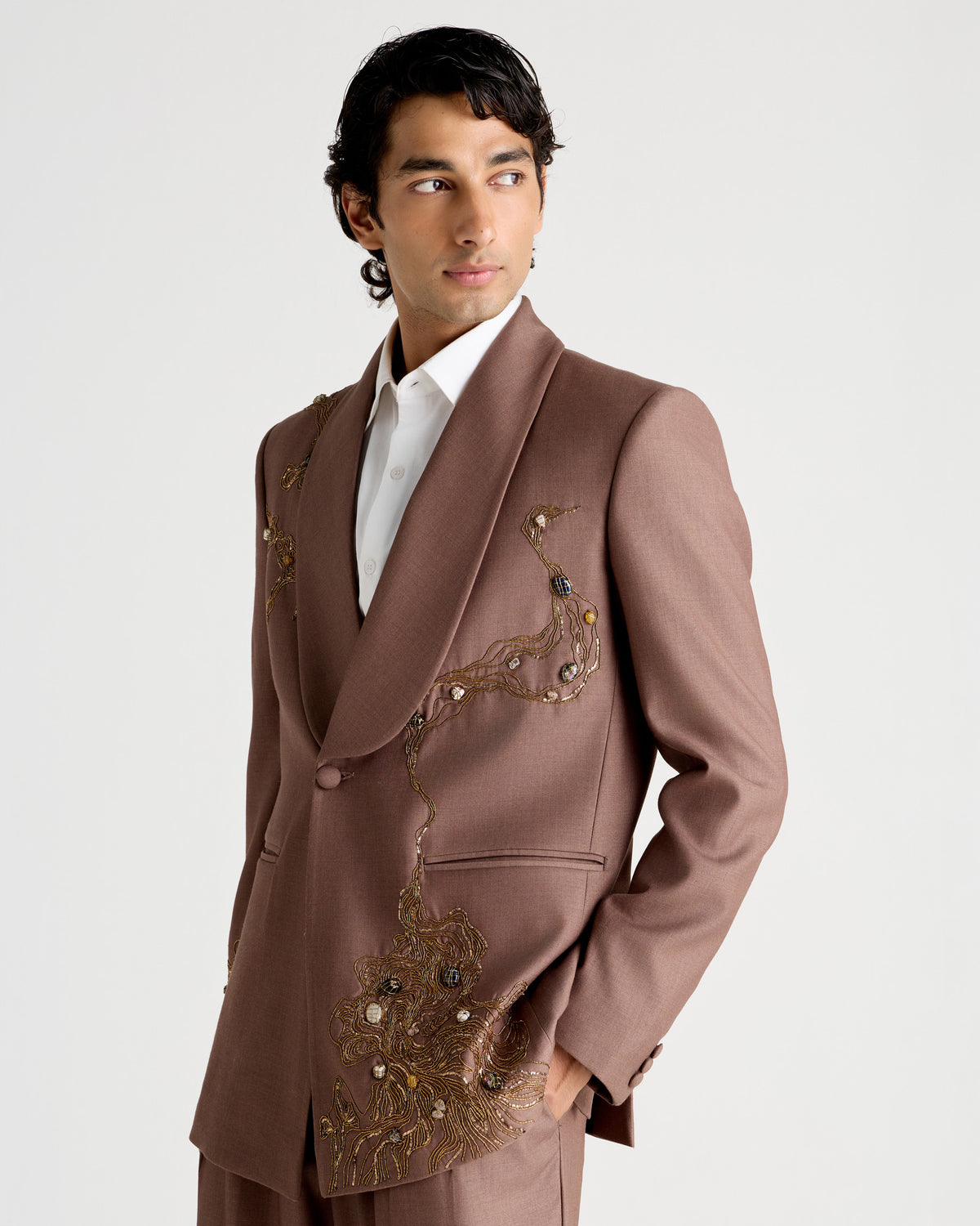 “The Gilded Dusk” Hand Embroidered Blazer
