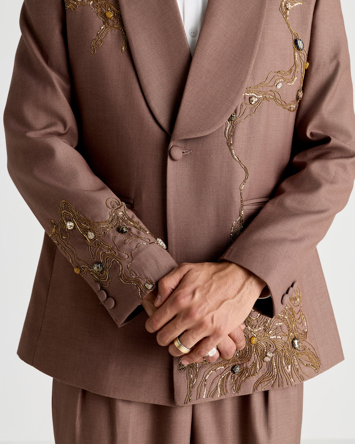 “The Gilded Dusk” Hand Embroidered Blazer
