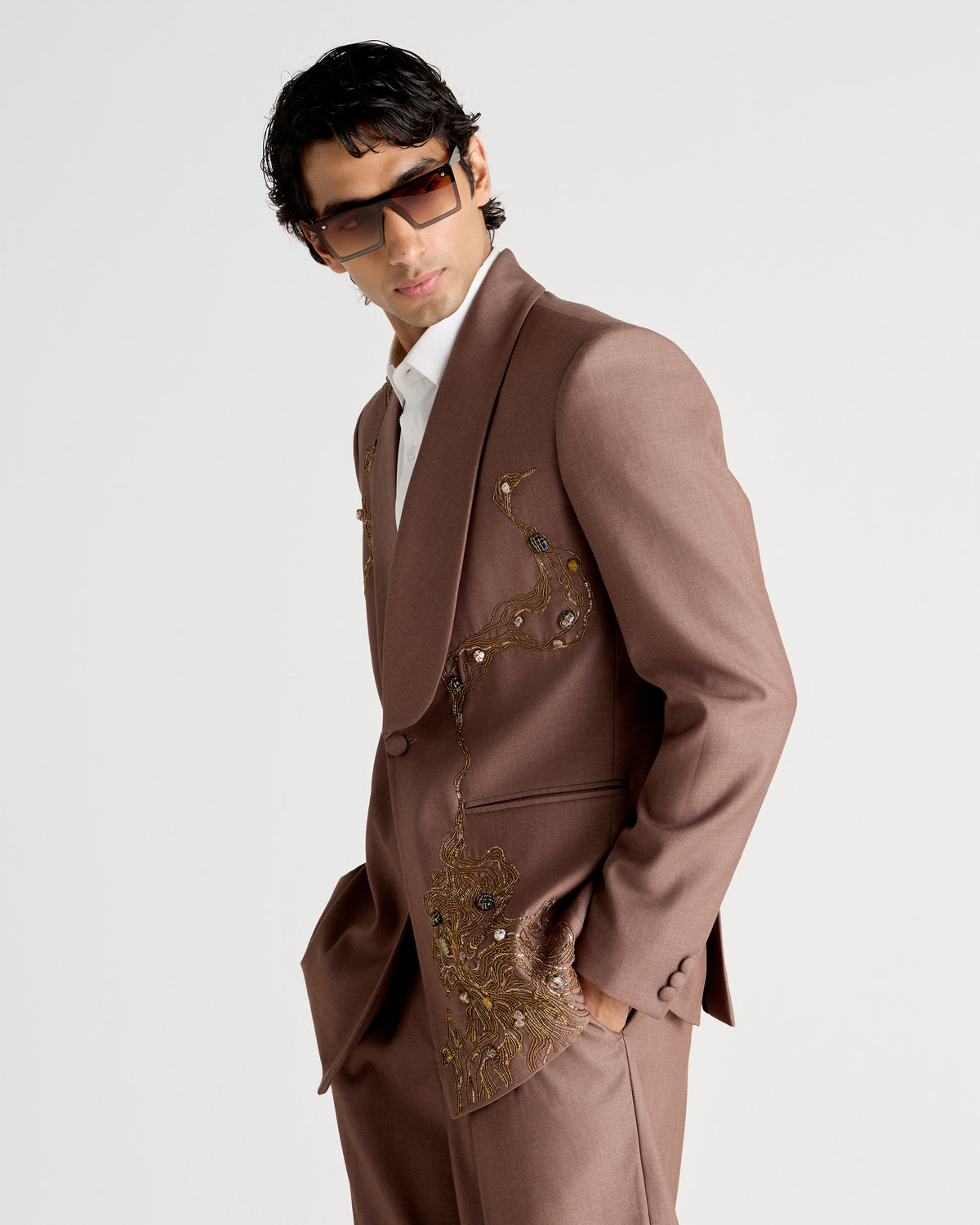“The Gilded Dusk” Hand Embroidered Blazer