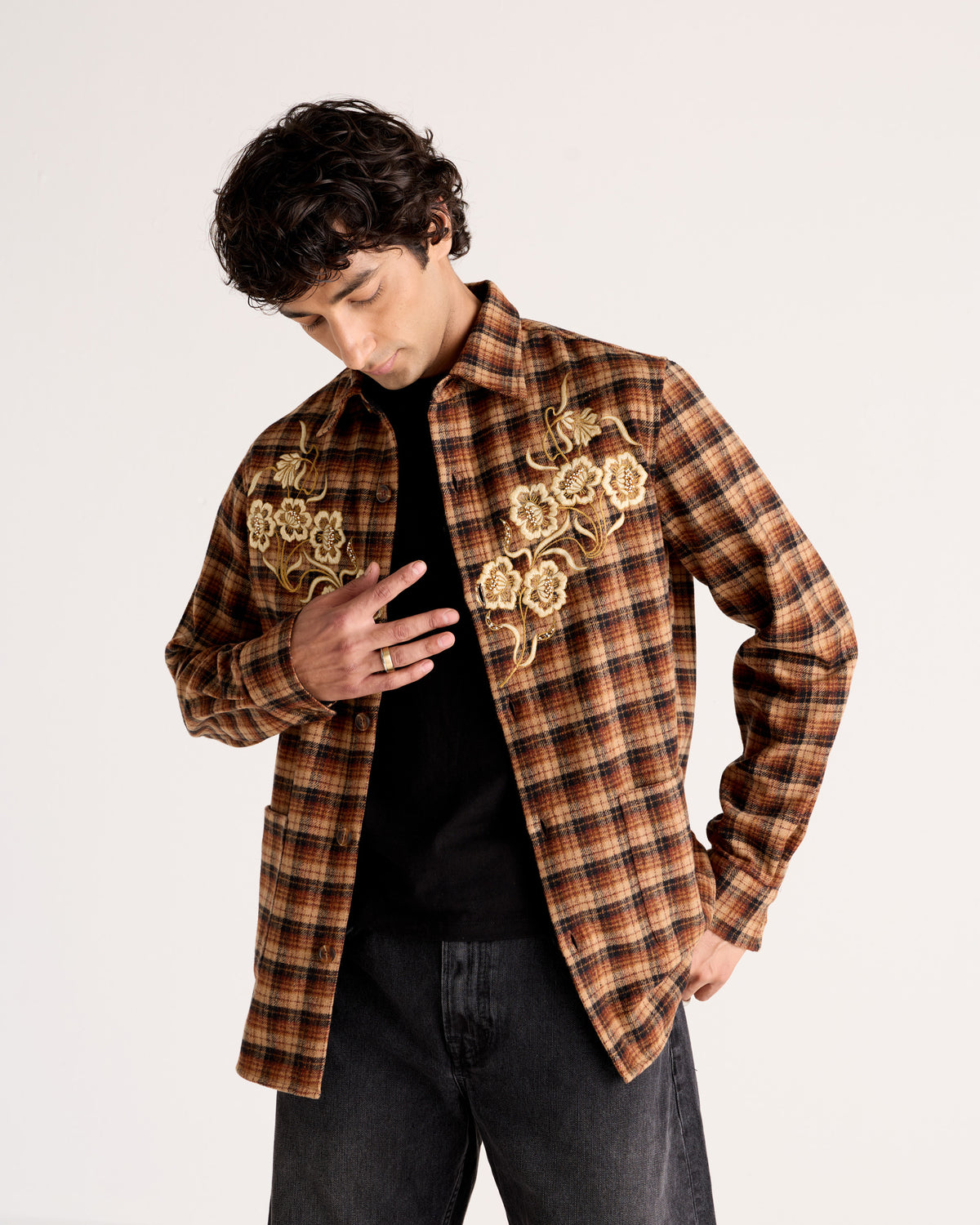 "Le Firenze" hand embroidered Wool Overshirt