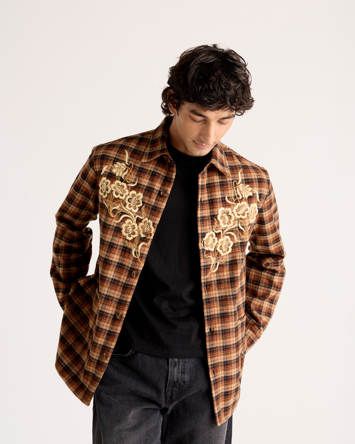 "Le Firenze" hand embroidered Wool Overshirt
