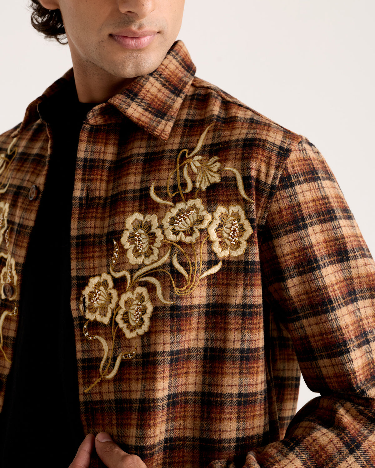"Le Firenze" hand embroidered Wool Overshirt