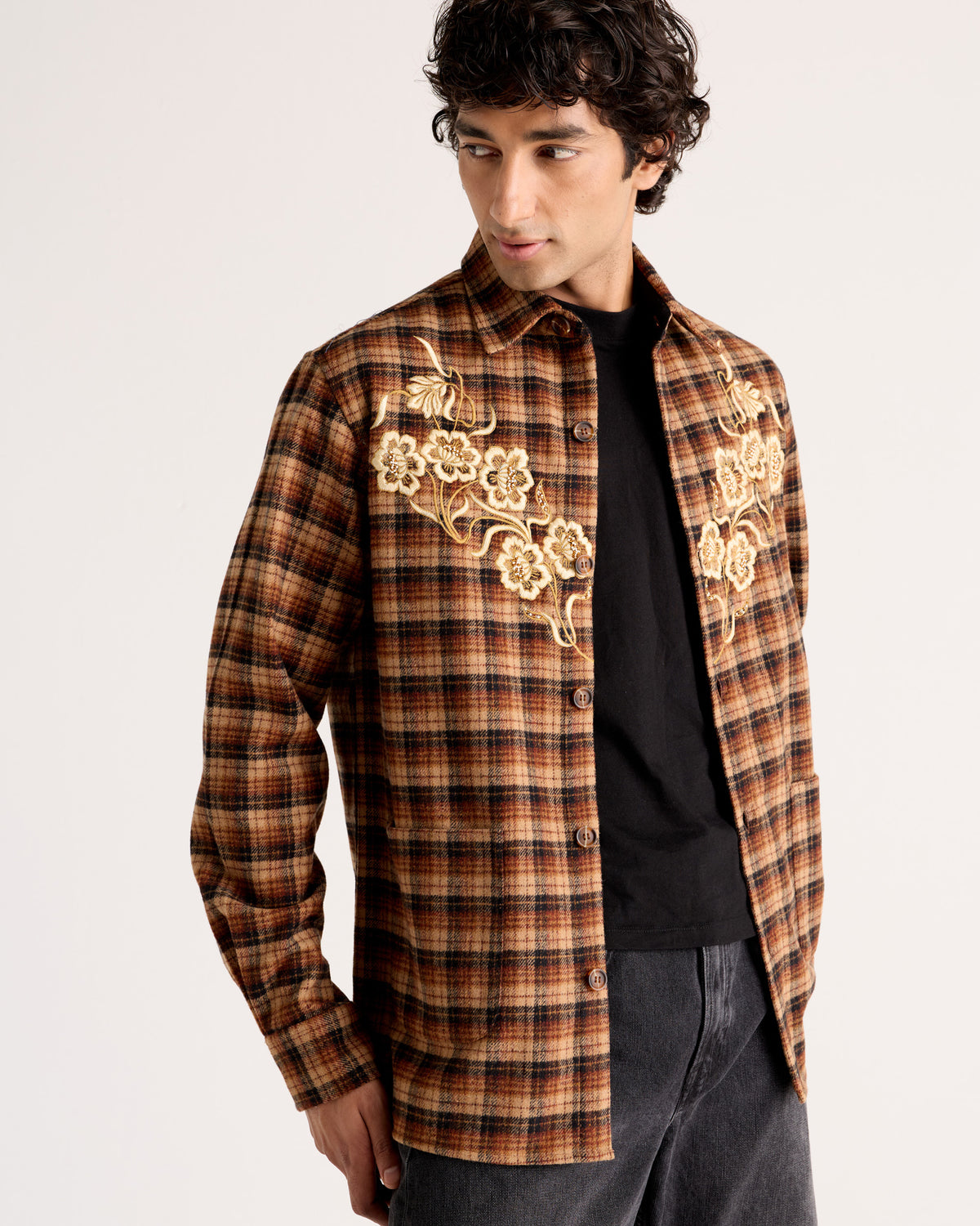 "Le Firenze" hand embroidered Wool Overshirt