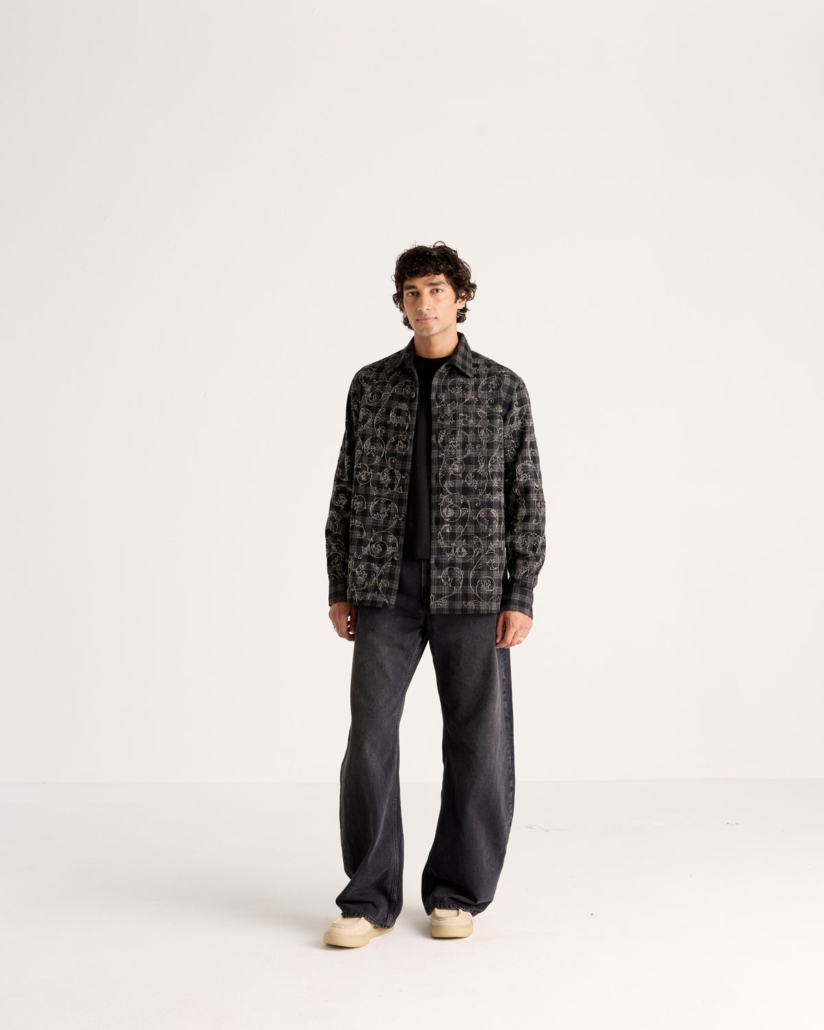 "Le Verona" Hand-Embroidered Wool Overshirt
