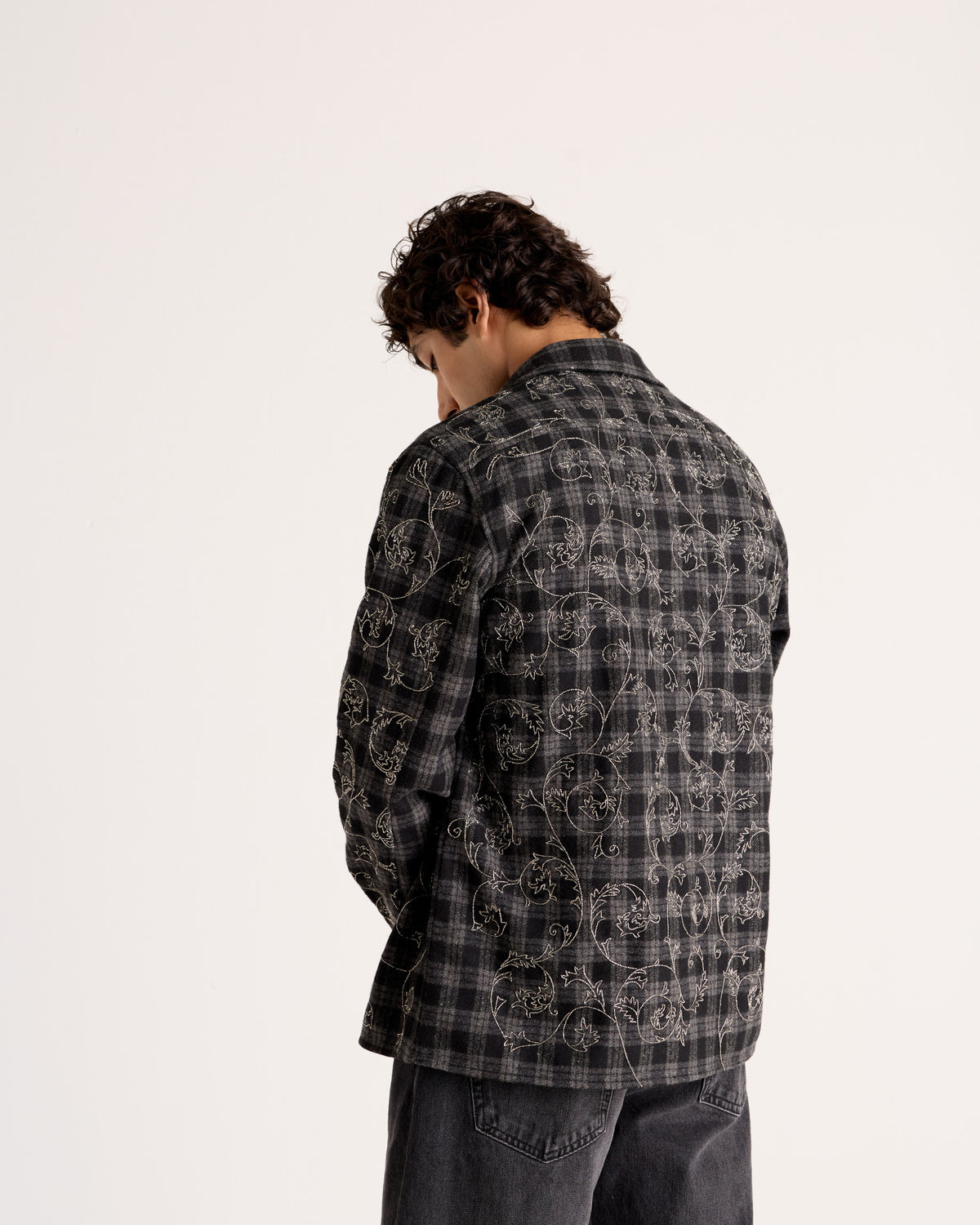 "Le Verona" Hand-Embroidered Wool Overshirt