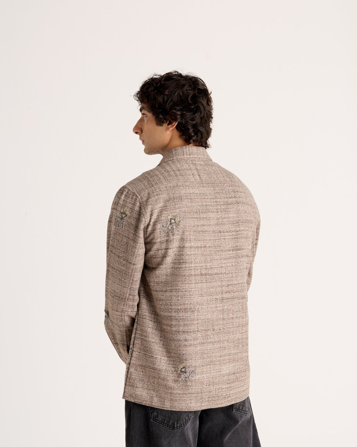 "Le Toscana" Hand-Embroidered Wool Overshirt