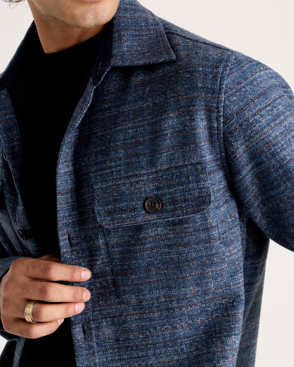 "Le Como" Hand-Embroidered Wool Overshirt