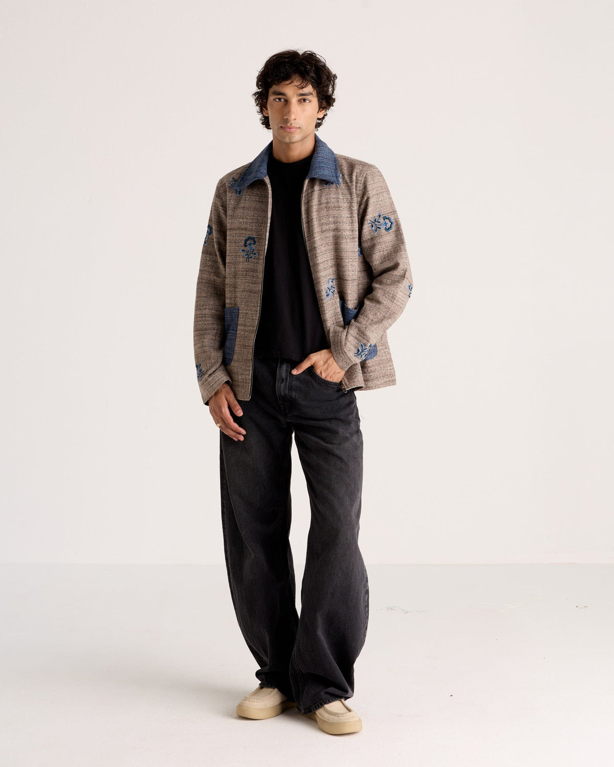 Le Matera Hand-Embroidered Wool Zip Jacket
