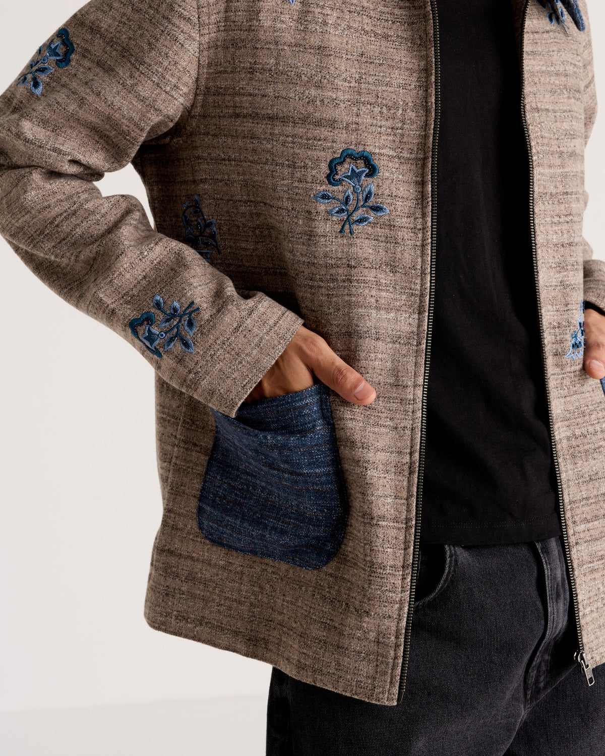 Le Matera Hand-Embroidered Wool Zip Jacket
