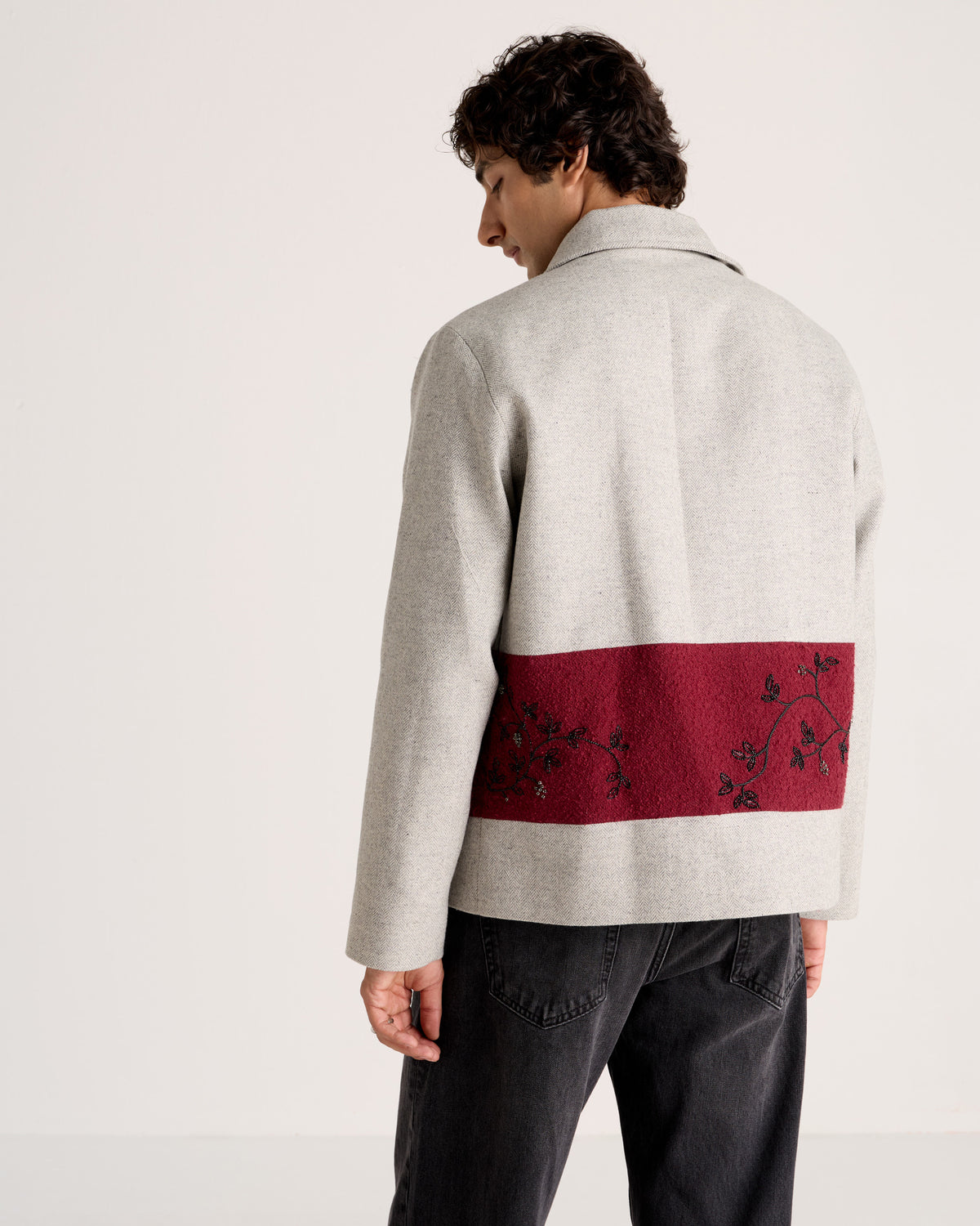 "Le Ravello" Hand-Embroidered Wool Zip Jacket