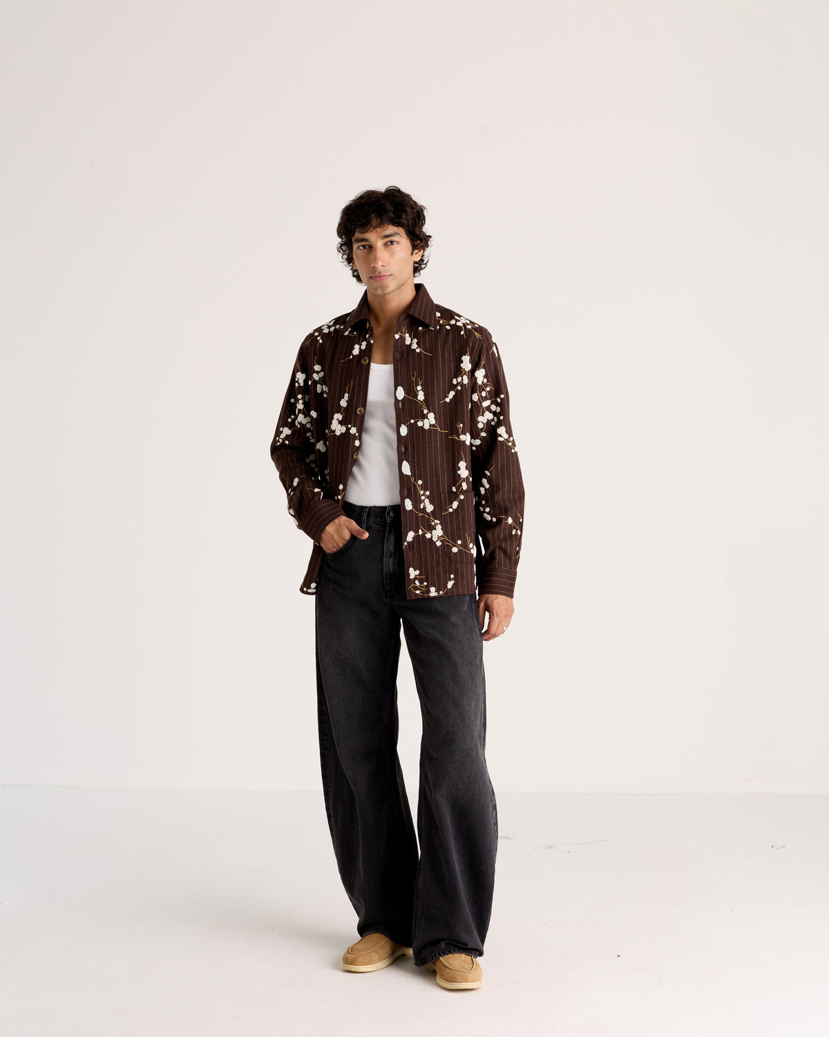 Le Siena Hand-Embroidered Wool Overshirt
