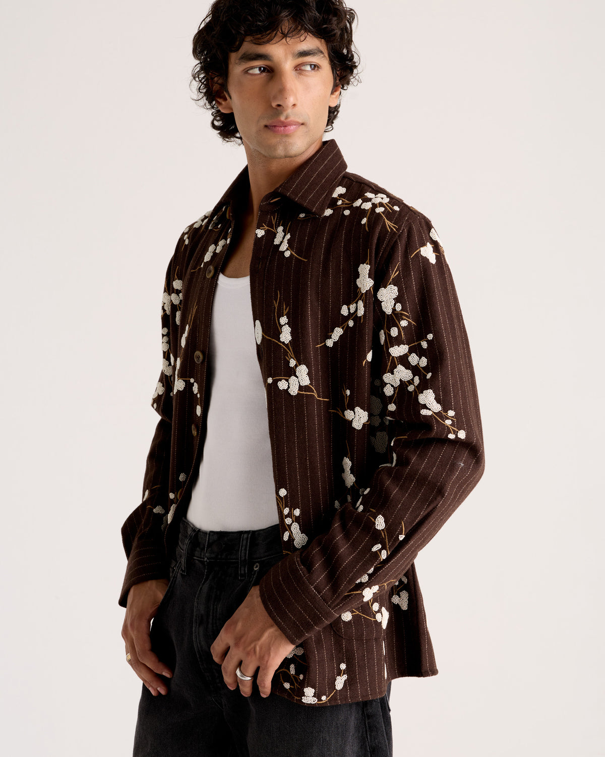 Le Siena Hand-Embroidered Wool Overshirt