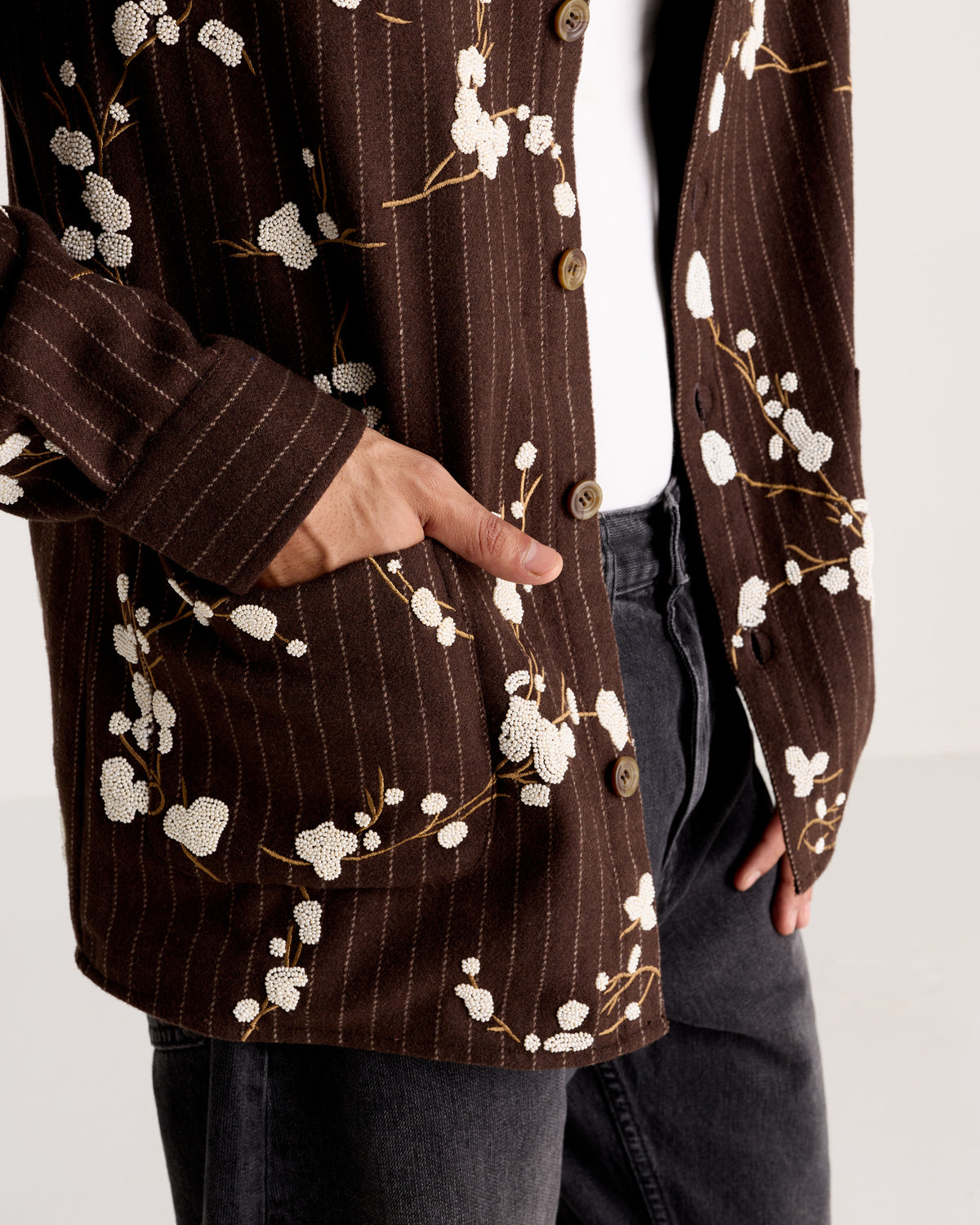 Le Siena Hand-Embroidered Wool Overshirt