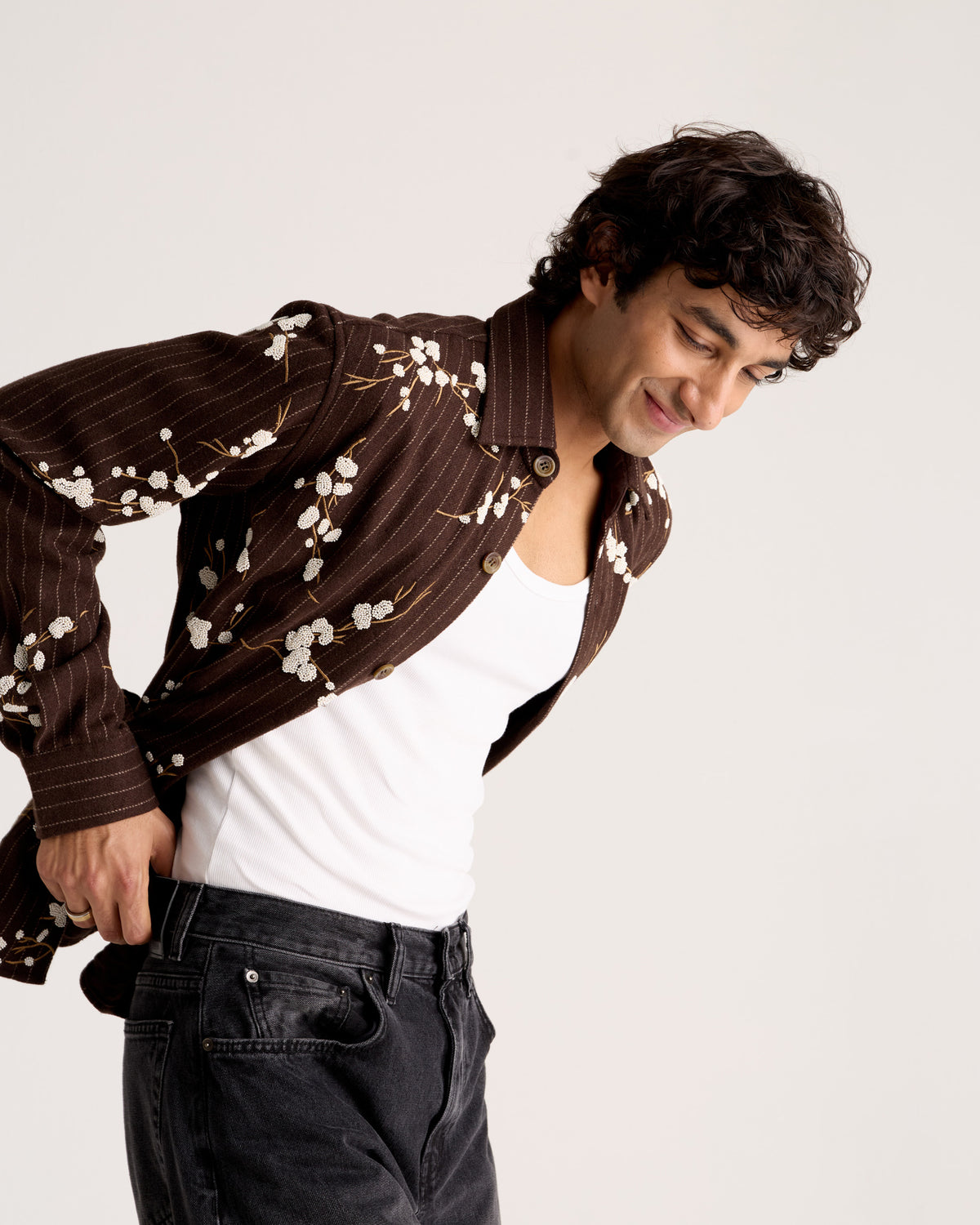 Le Siena Hand-Embroidered Wool Overshirt
