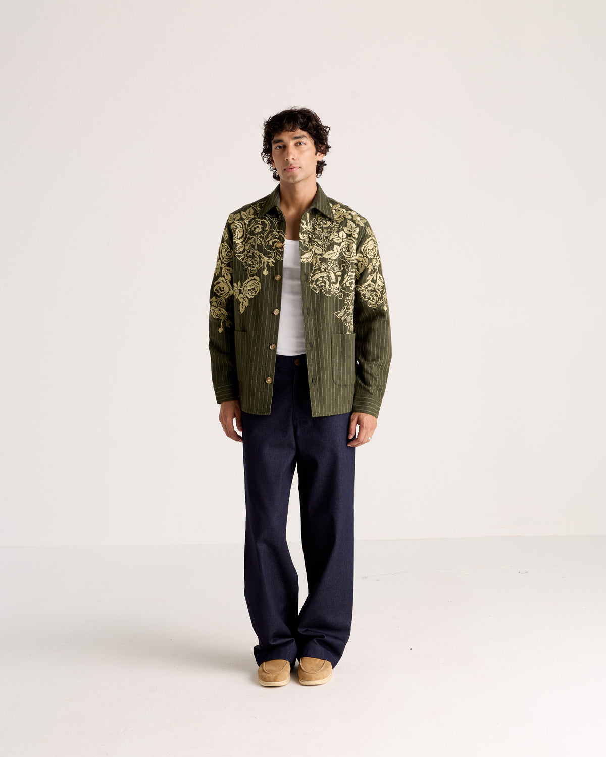Le Verona Hand-Embroidered Wool Overshirt