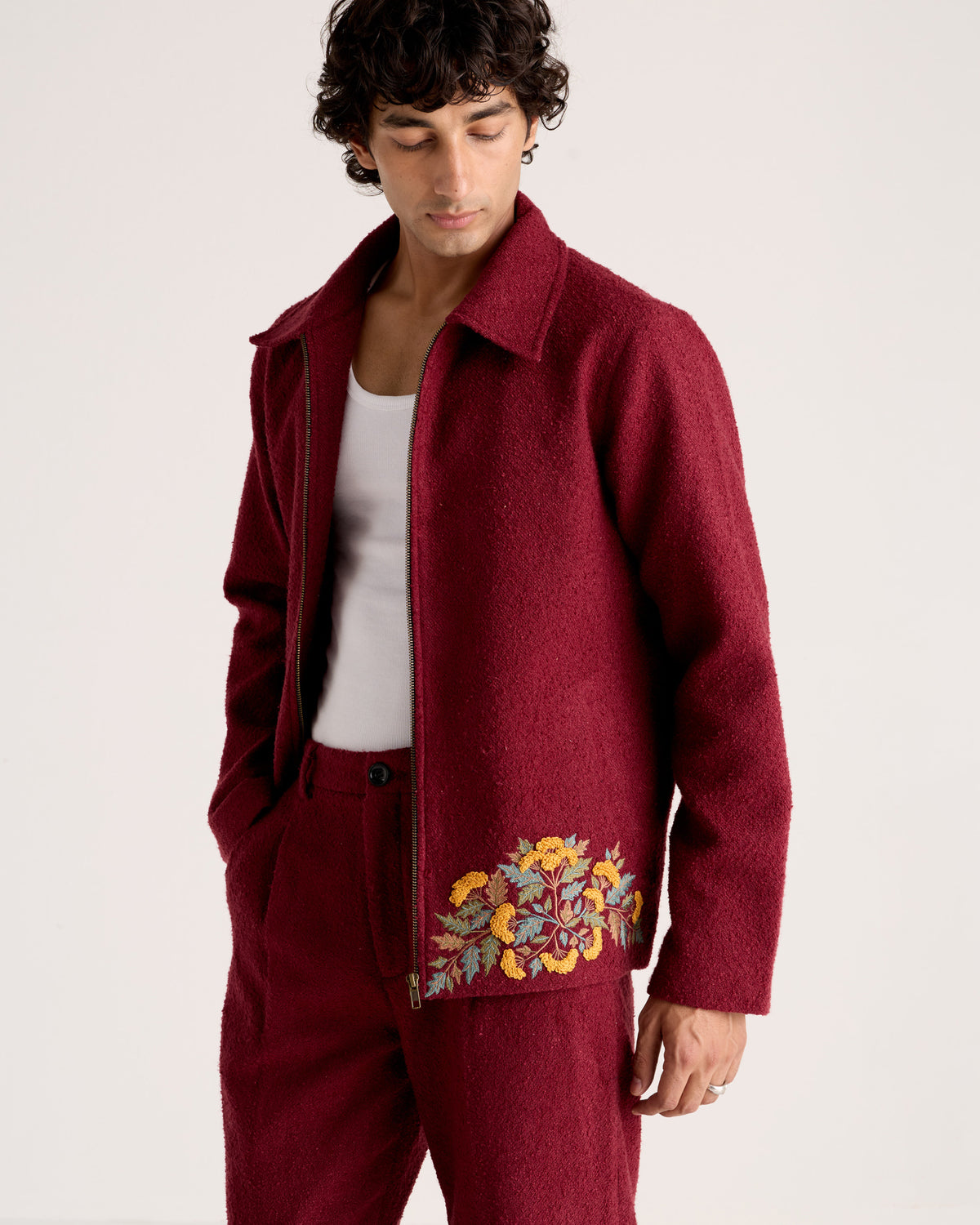 Marigold Embroidered Wool Jacket
