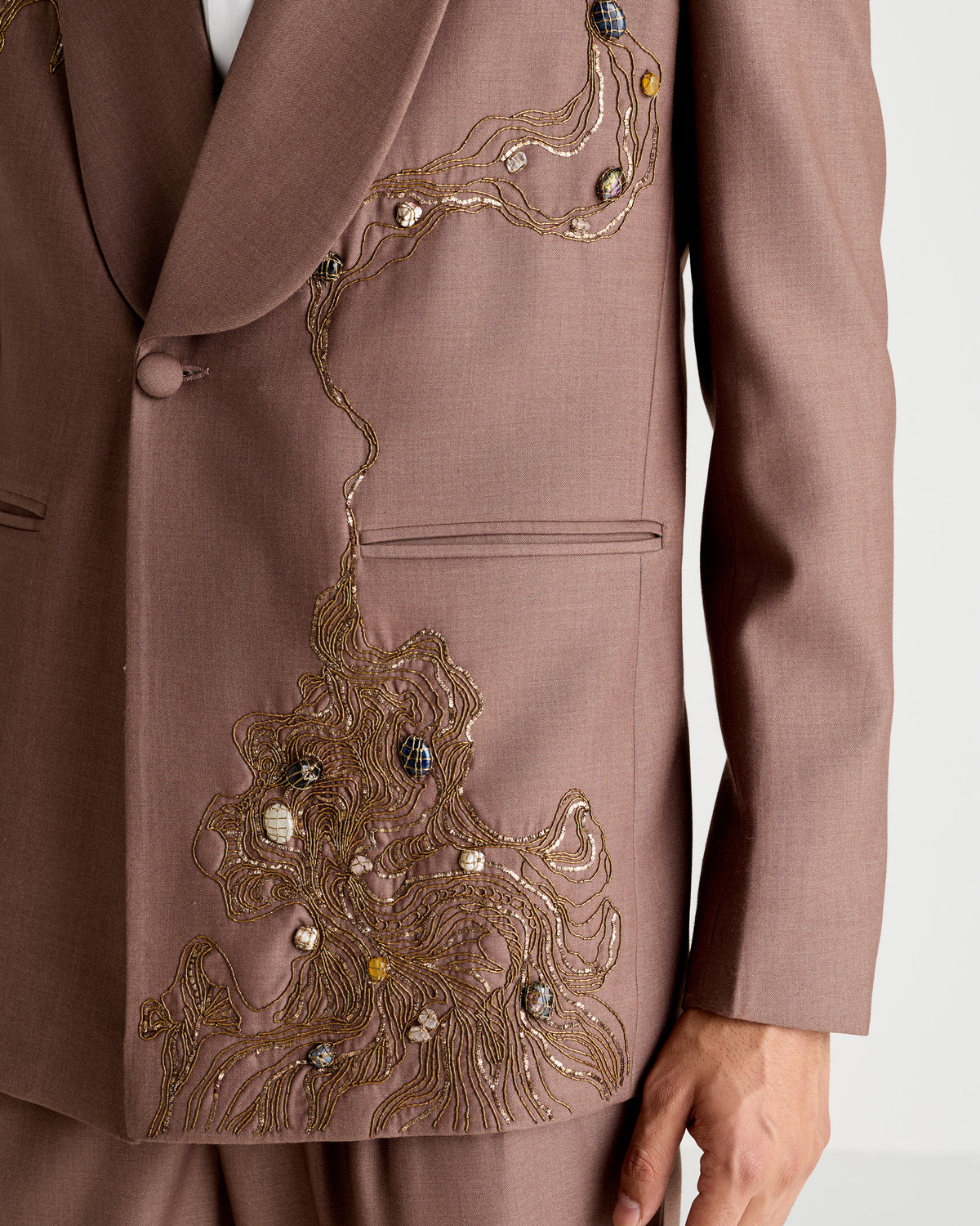 “The Gilded Dusk” Hand Embroidered Blazer