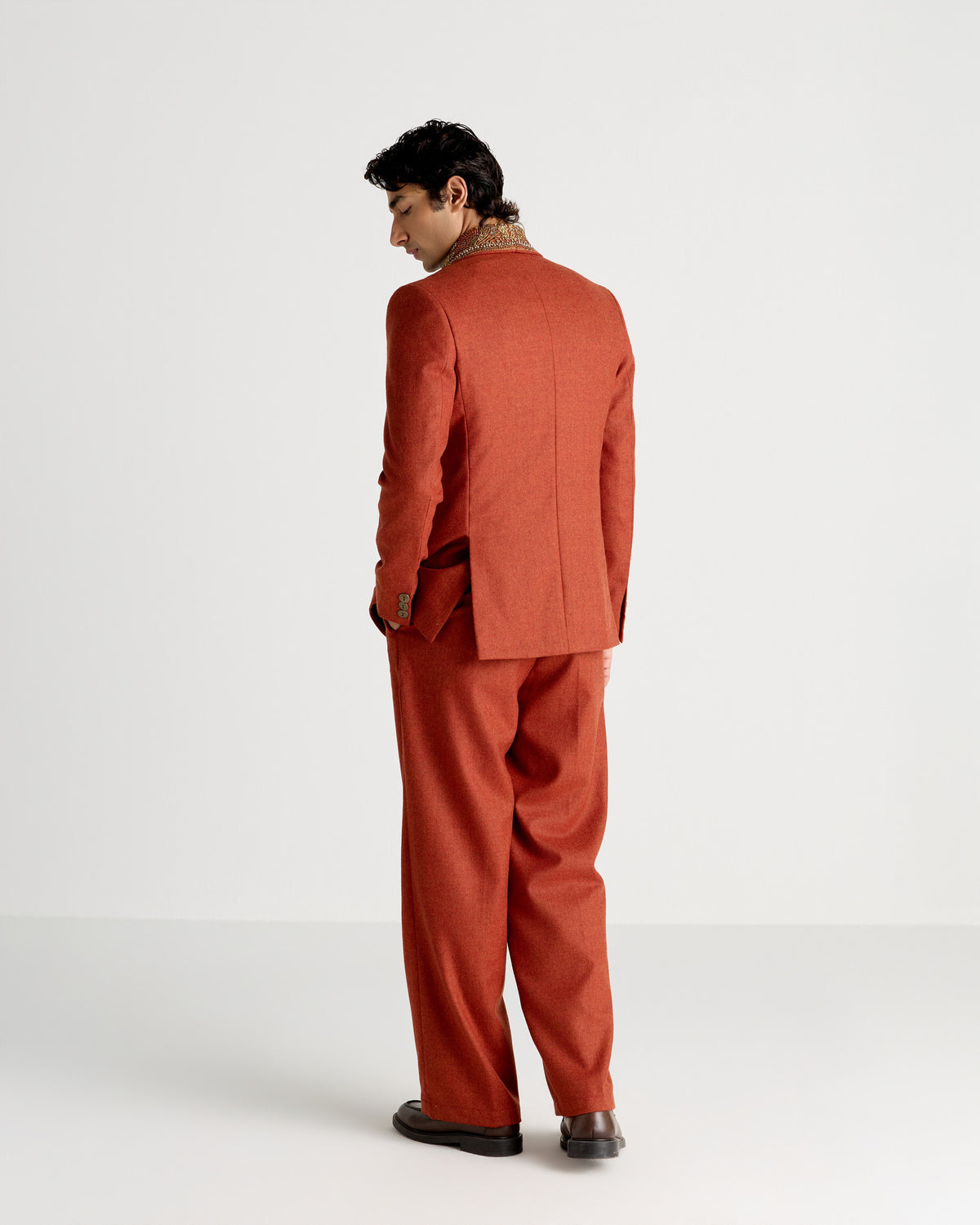 Rust orange Merino wool formal pants