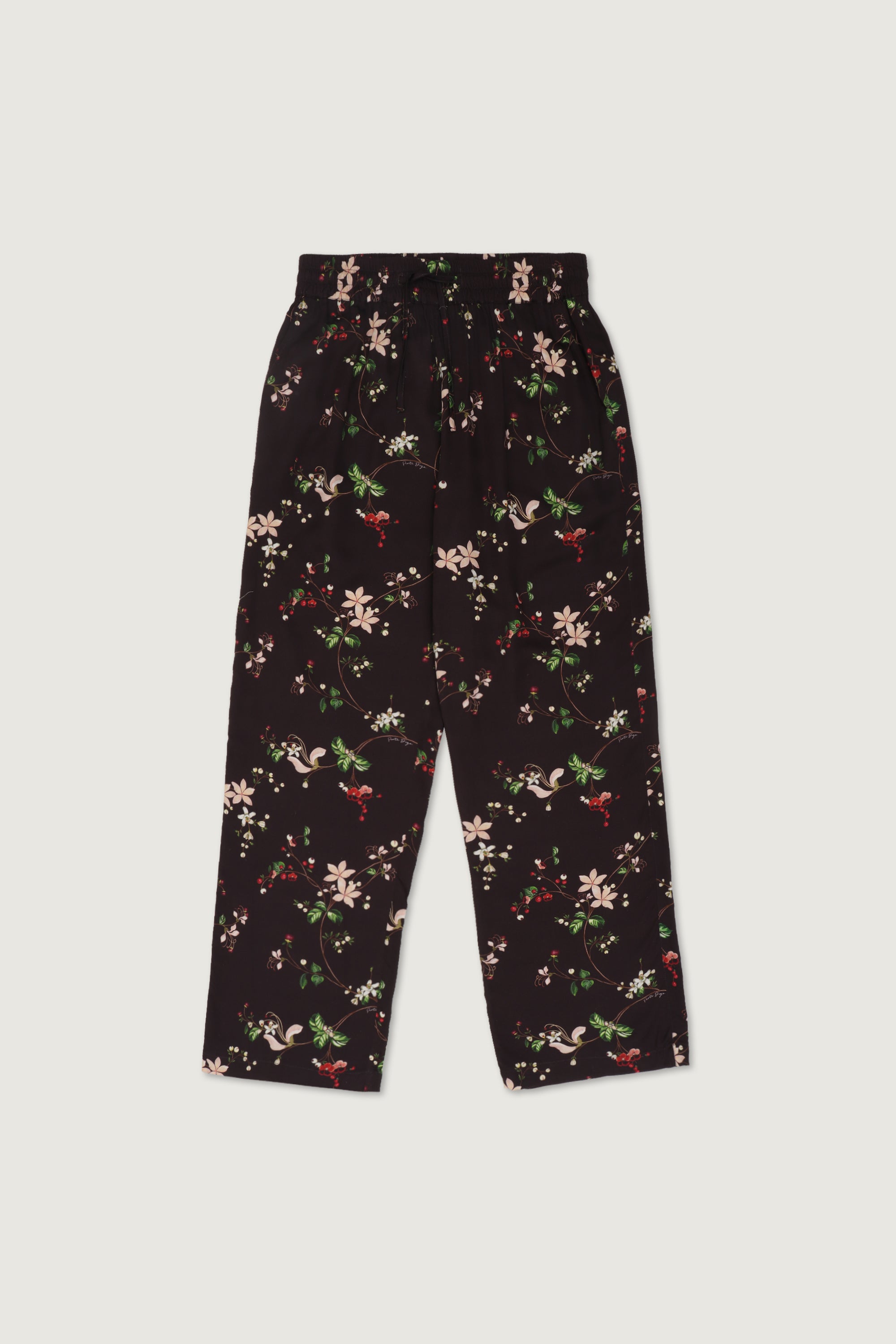 Floral printed lounge pants- chocolate brown