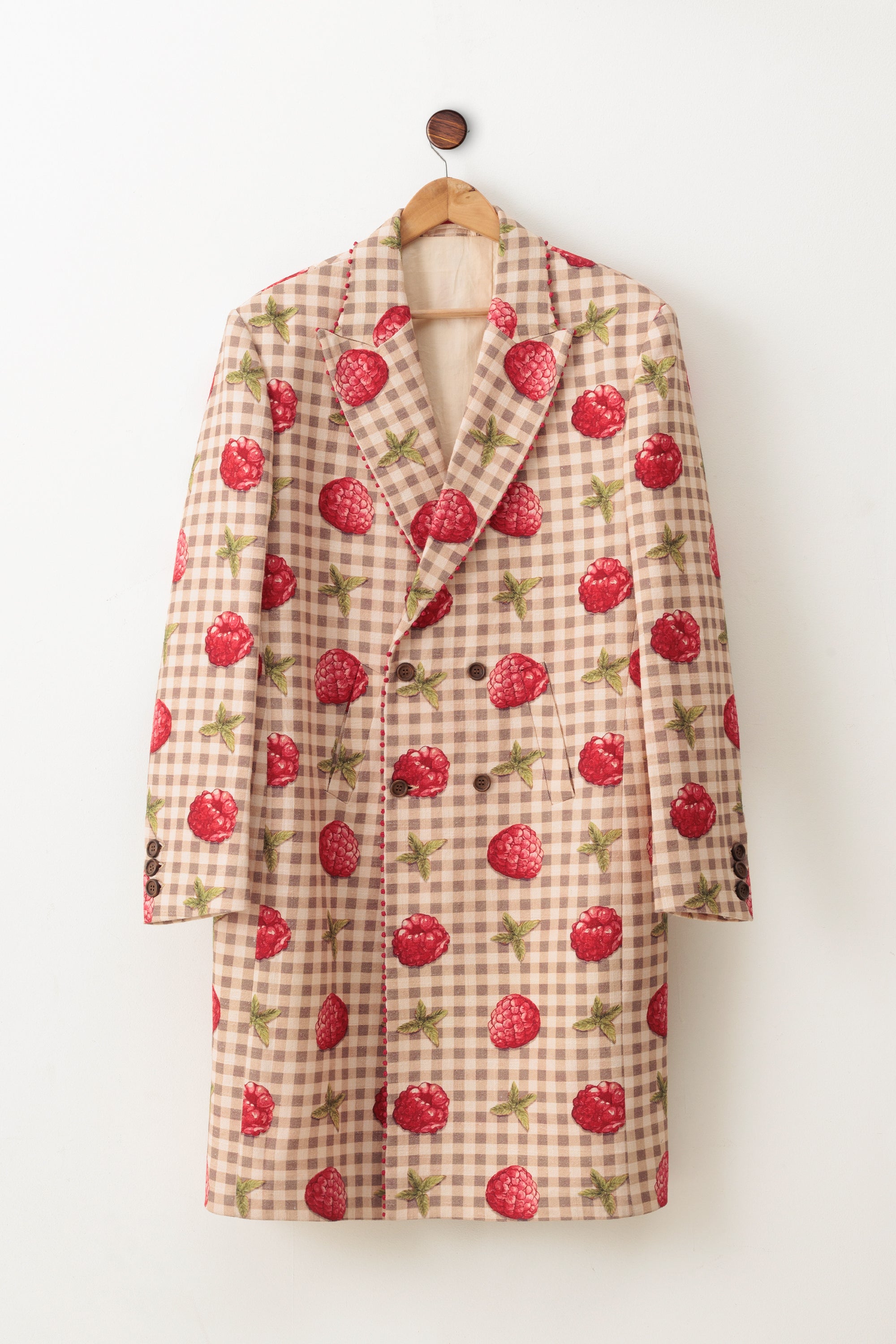 Raspberry Textured Cotton Overcoat