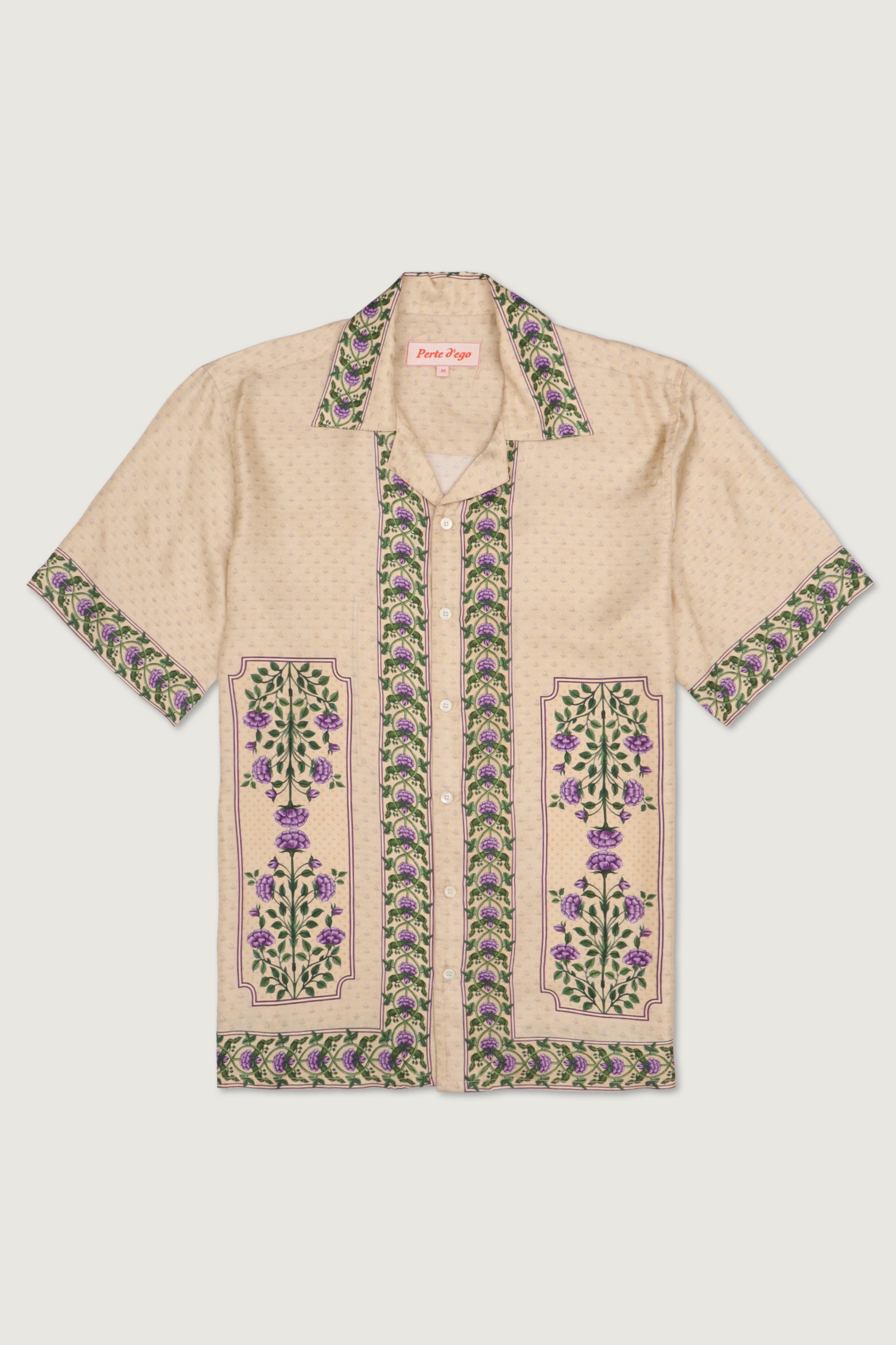 Vintage Floral Border Silk Shirt