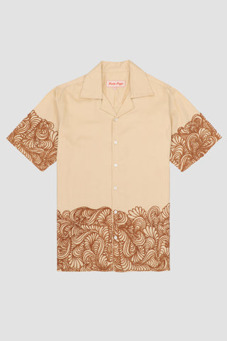 Abstract wave embroidered shirt