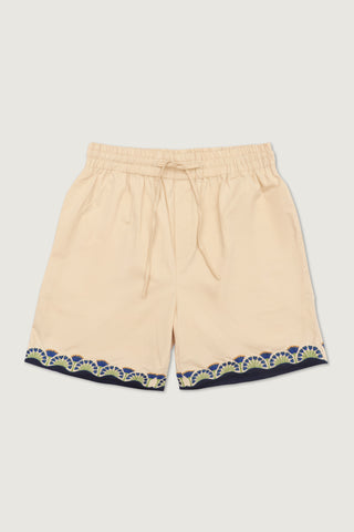 Blue lotus embroidered shorts
