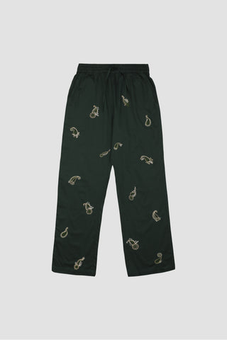 All over paisley hand embroidered lounge pants