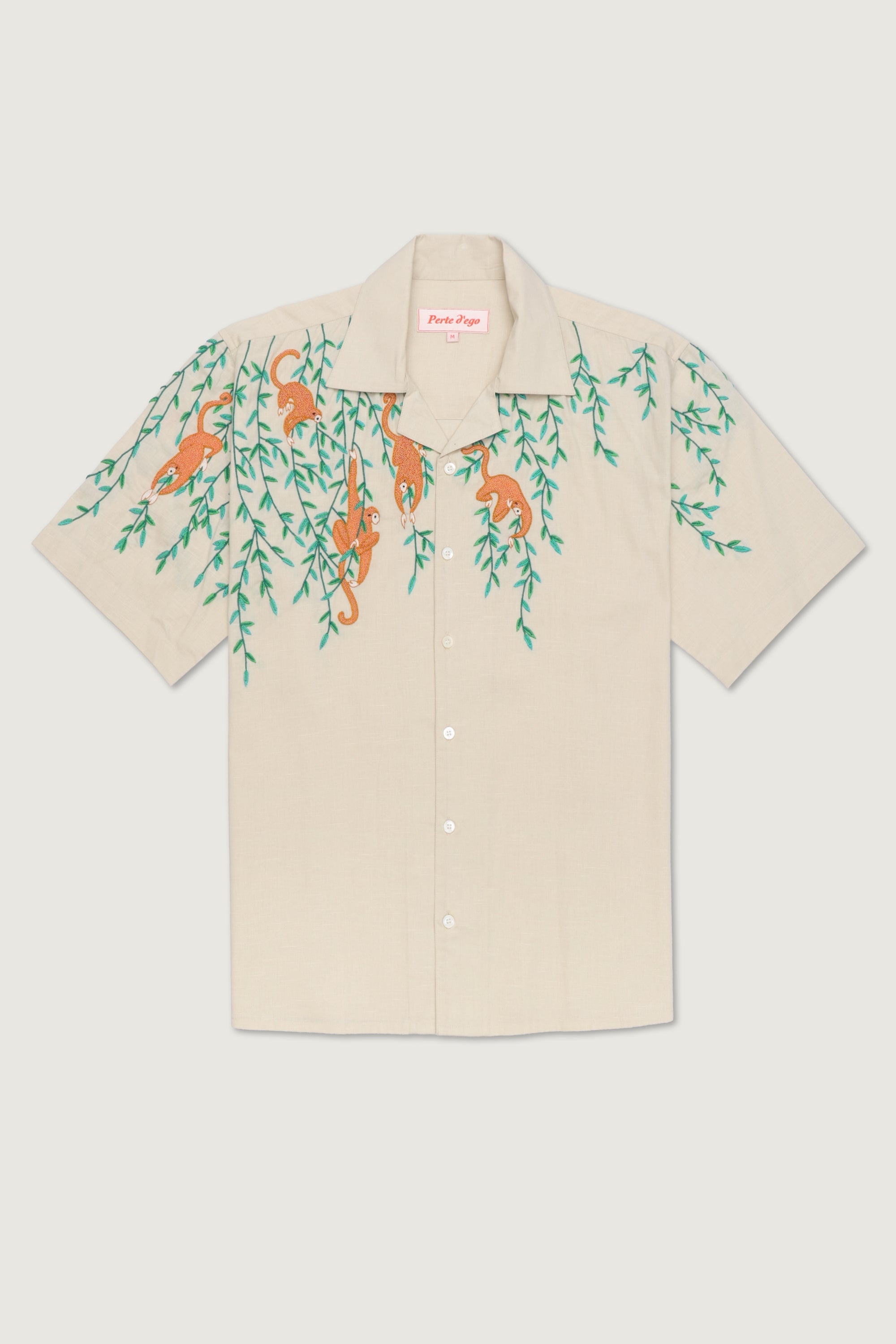 "Jungle story" hand embroidered shirt