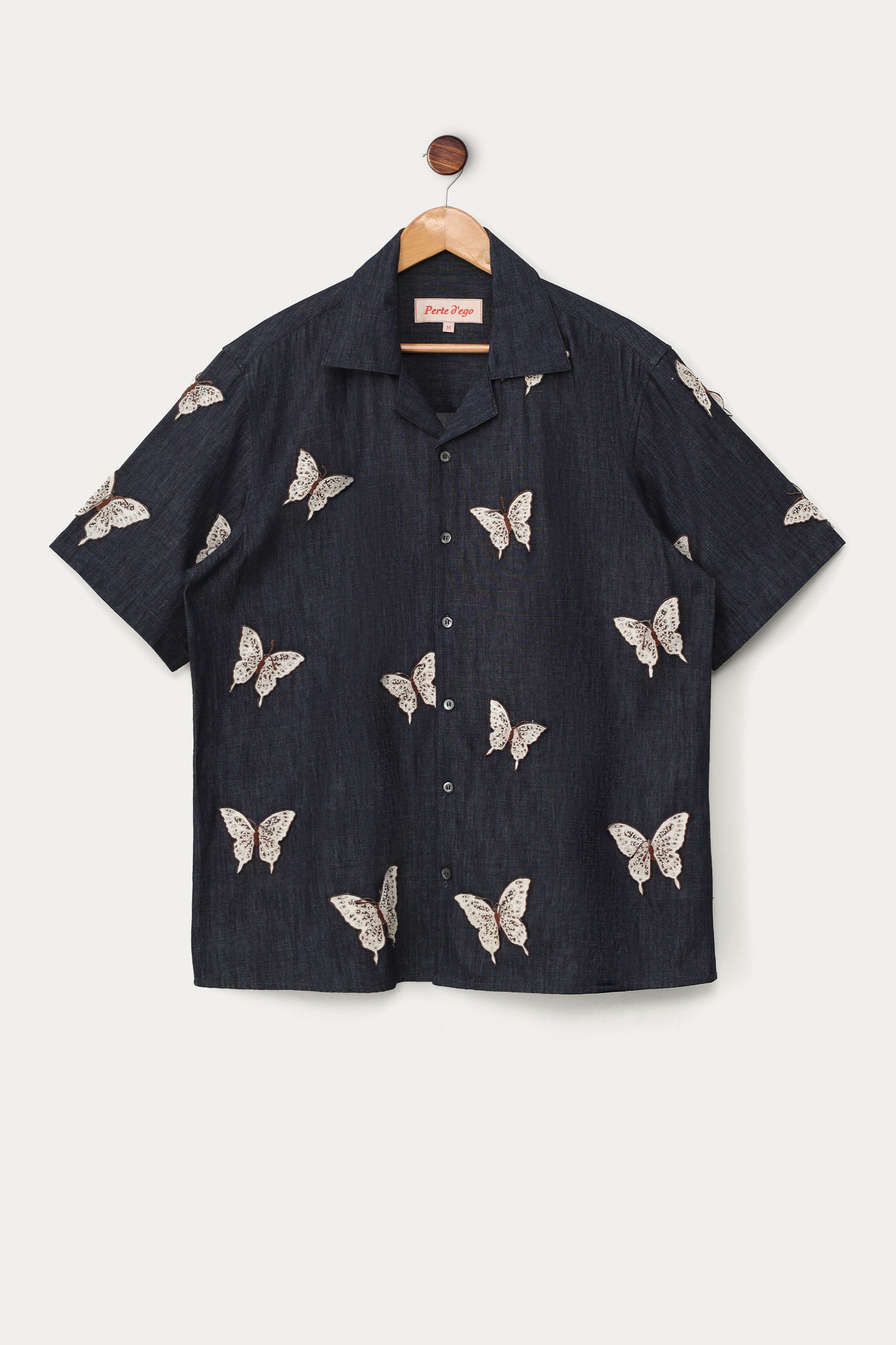 "Butterflies" hand embroidered denim shirt