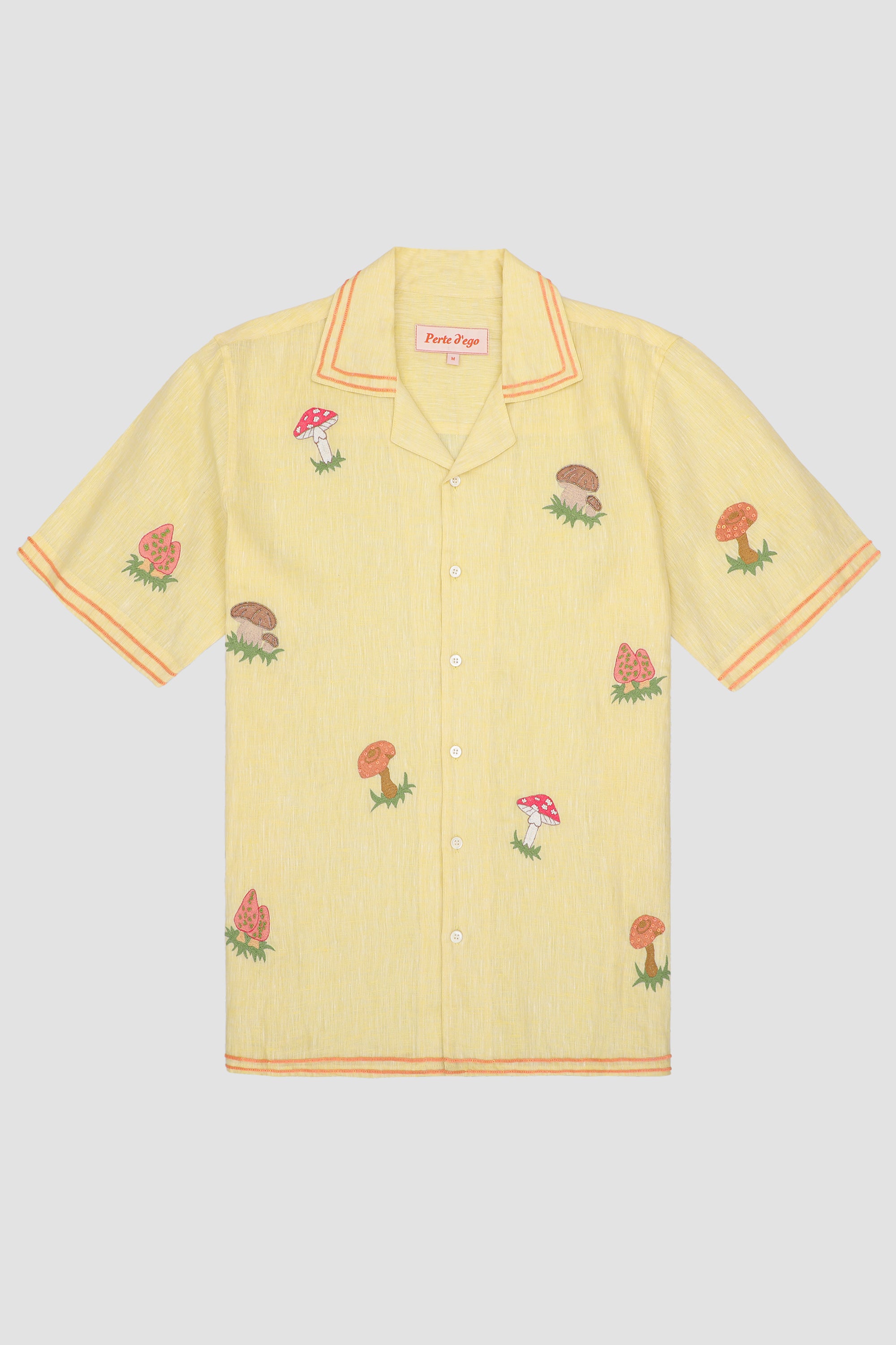 "Le mushroom" hand embroidered shirt