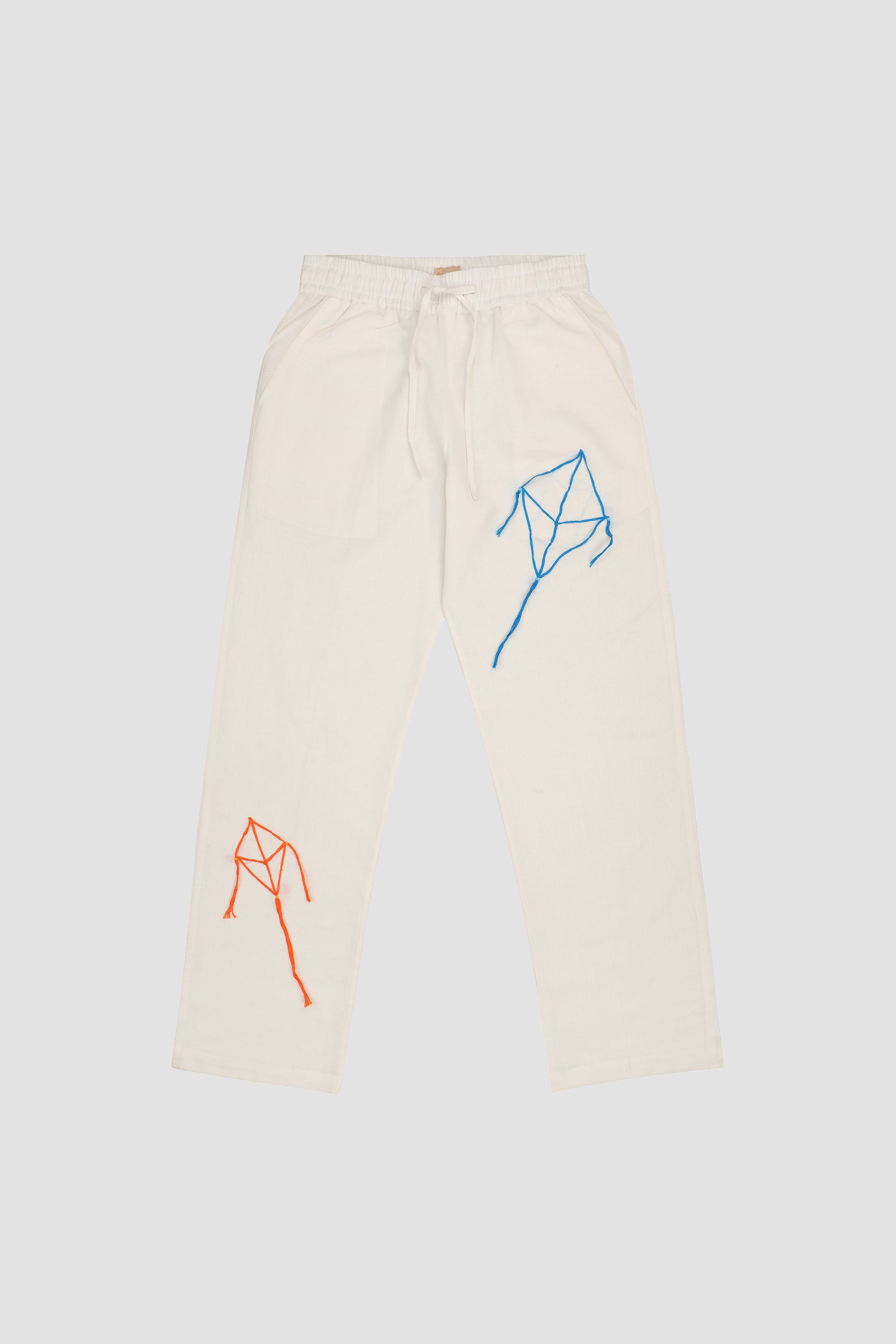 Hand embroidered kites lounge pants