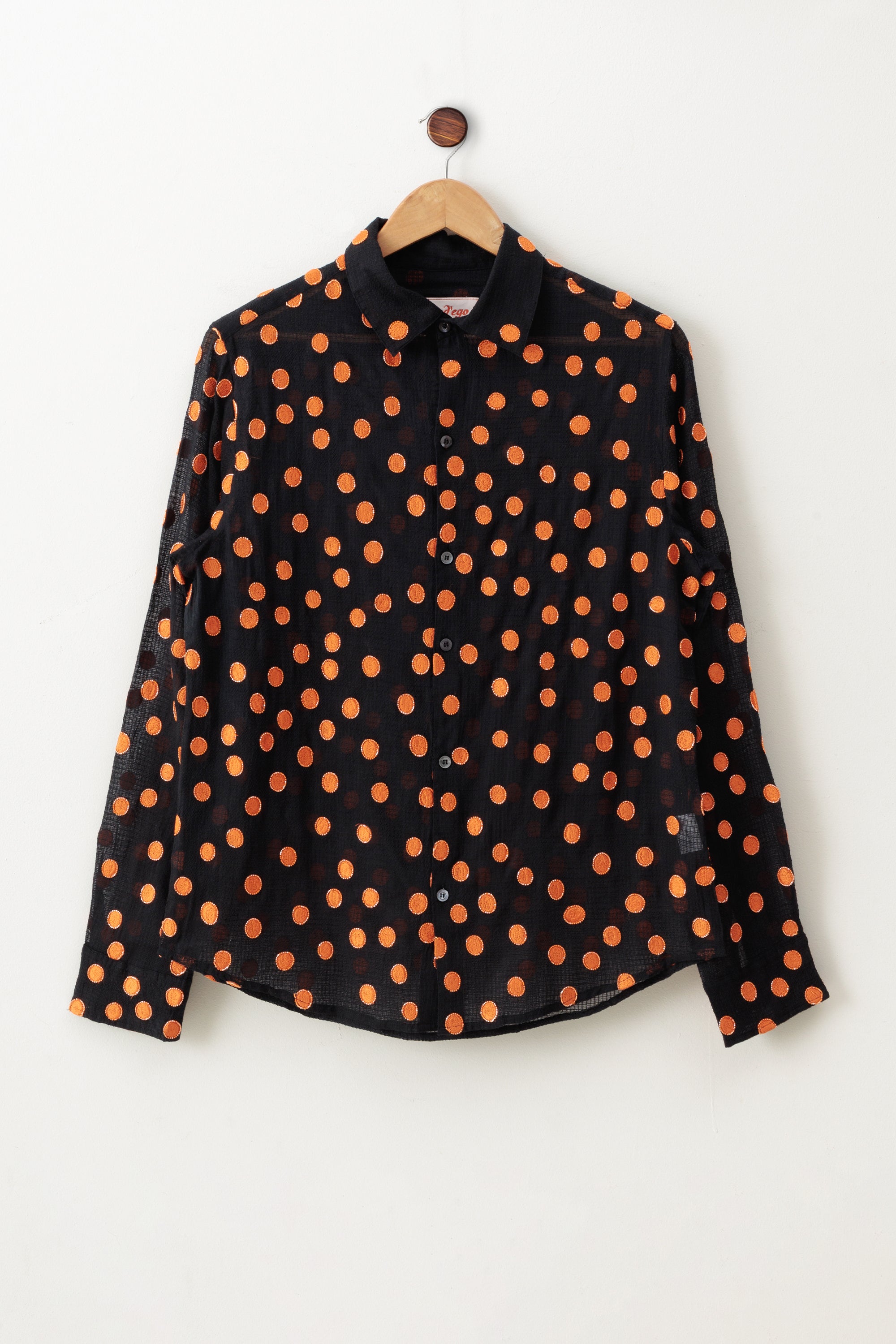 Hand Embroidered Orange Polka Shirt