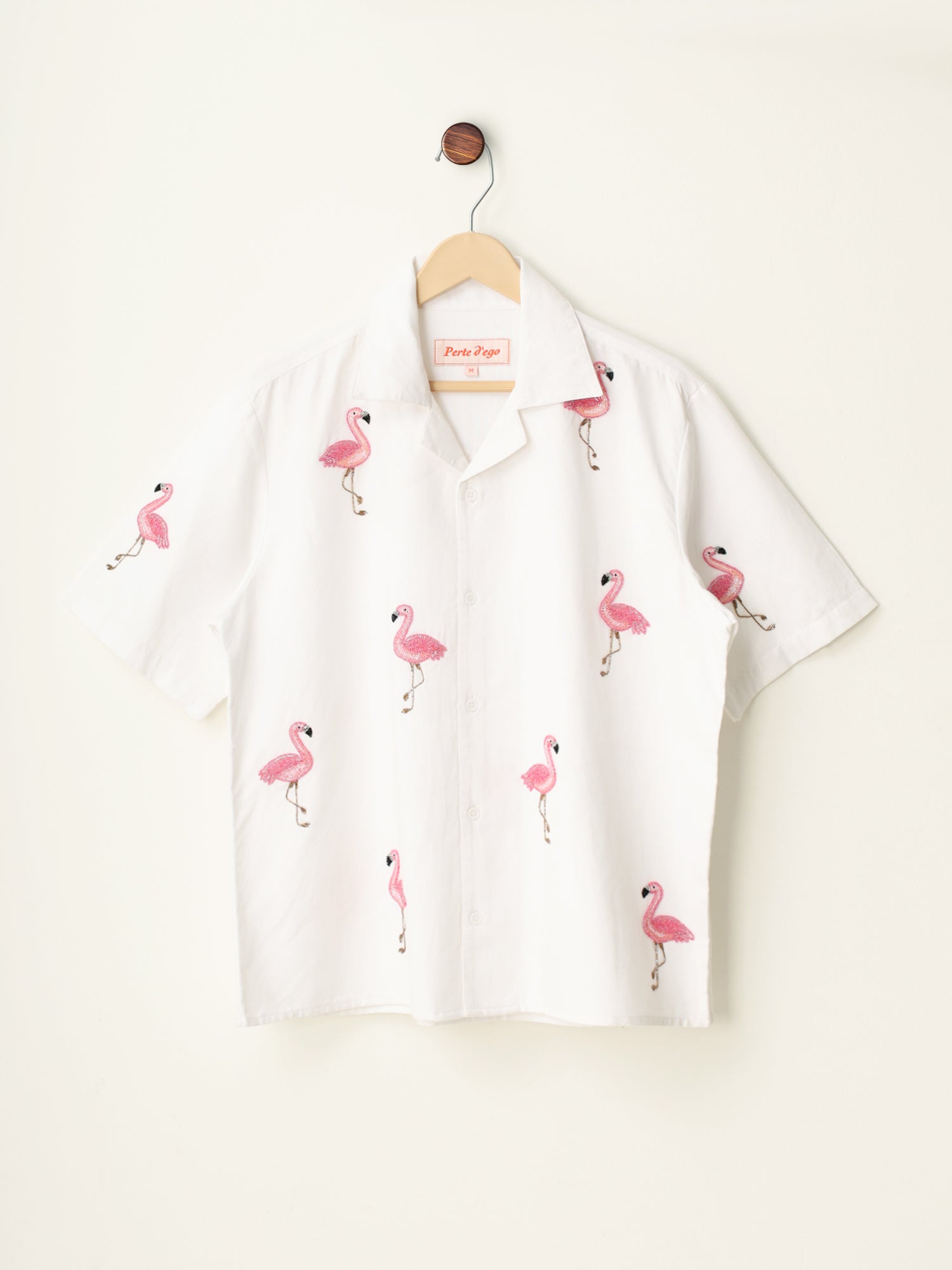 “Le Flamingo” hand embroidered shirt
