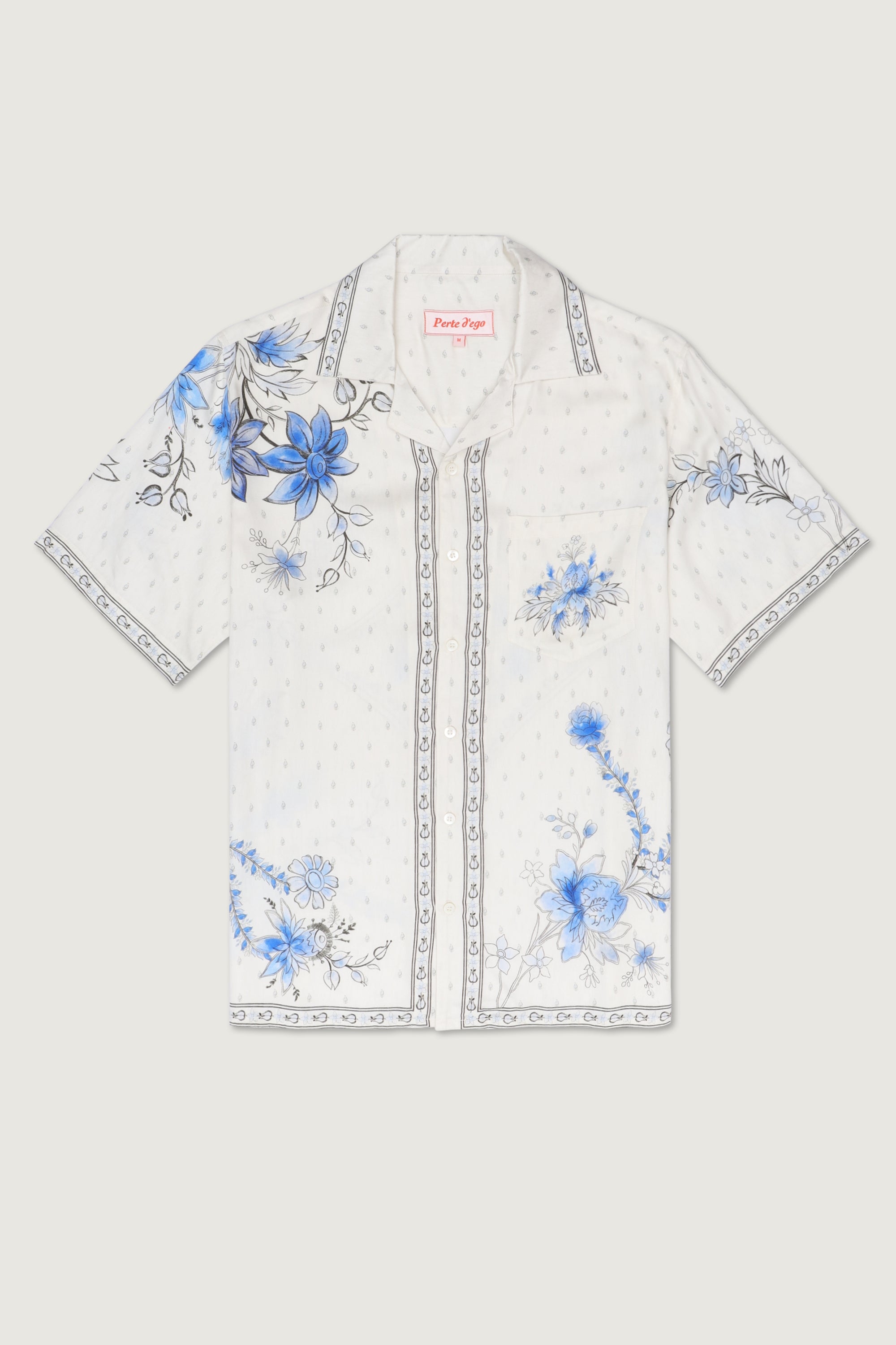 "Blue pottery" half sleeves shirt