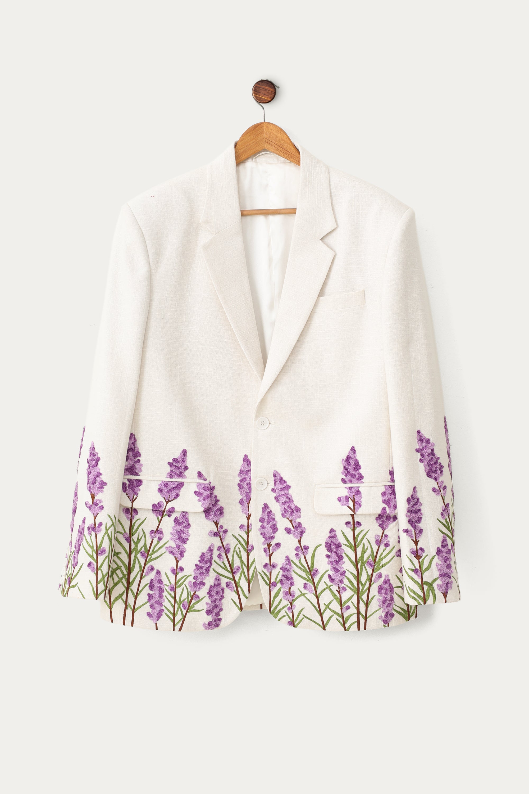 "Lavender fields" embroidered resort blazer