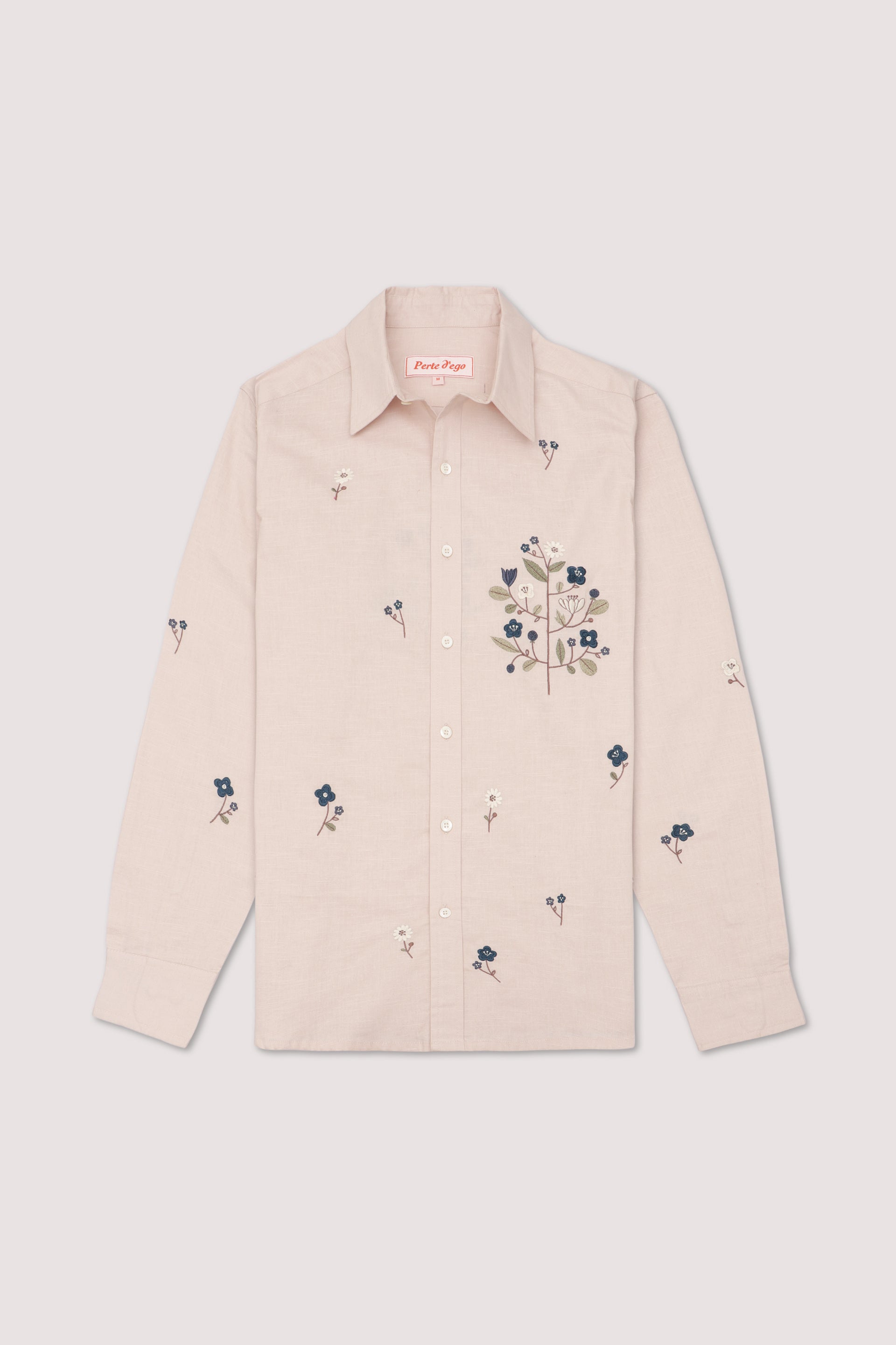 embroidered dress shirt Half Sleeves Cuban Collar With Hand Lavender Field Flowers For Men By Perte d'ego 100% poplin cotton Men's Long Sleeve Western Shirt