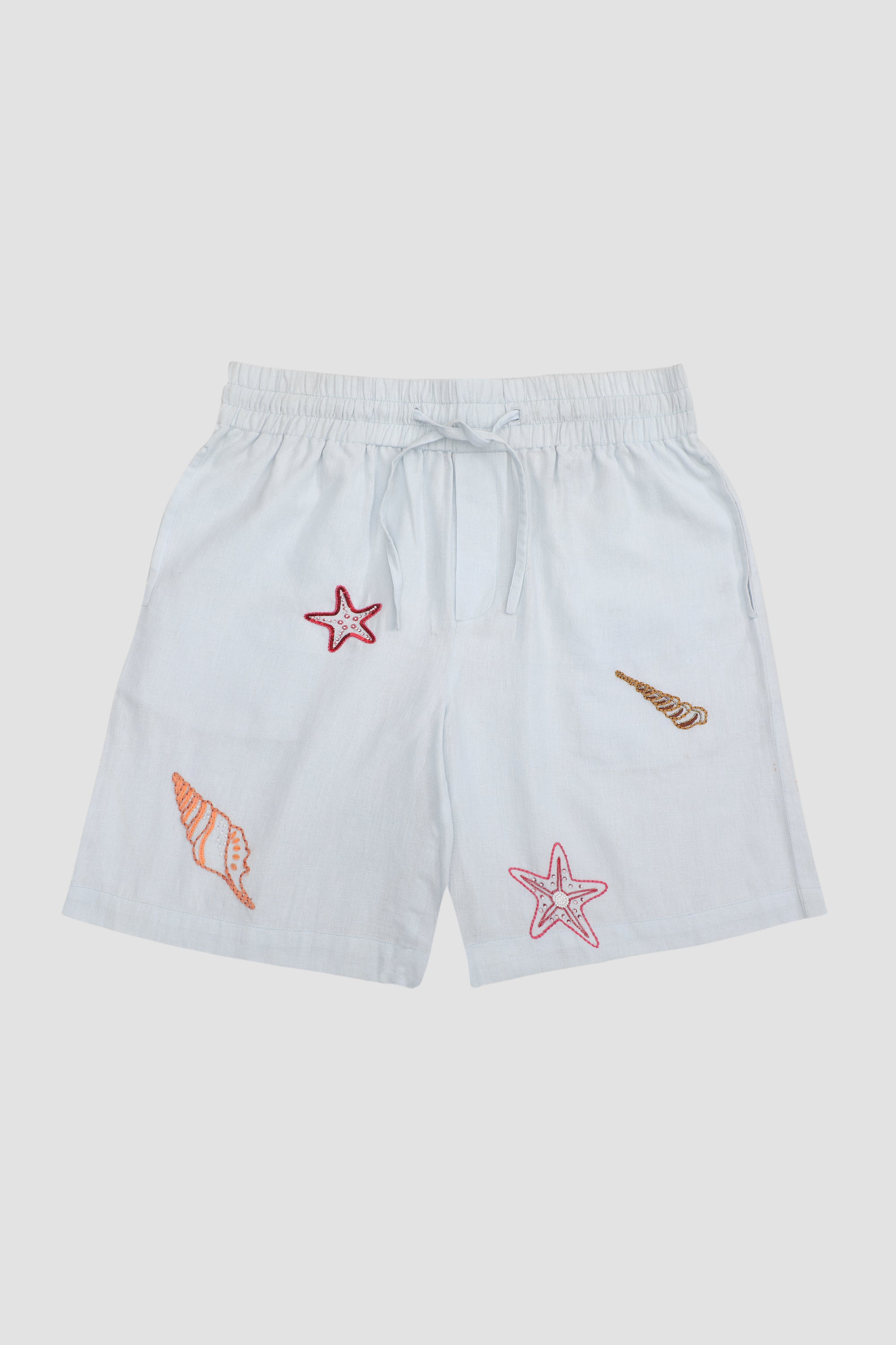 Seashells embroidered shorts